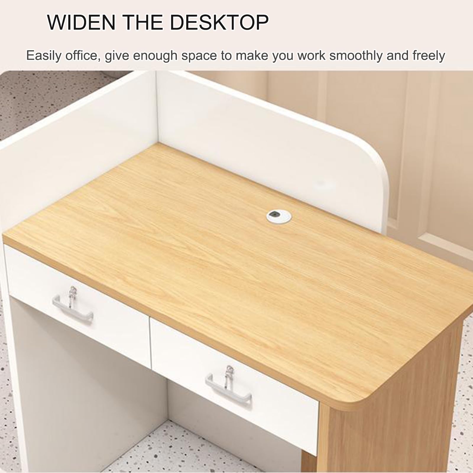 Modern LED Reception Desk with Lockable Drawer - White & Gray Front Counter for Retail Stores, Supermarkets, Hotels & Offices - Perfect for Checkout Counters, Lobby Areas & Customer Service Stations