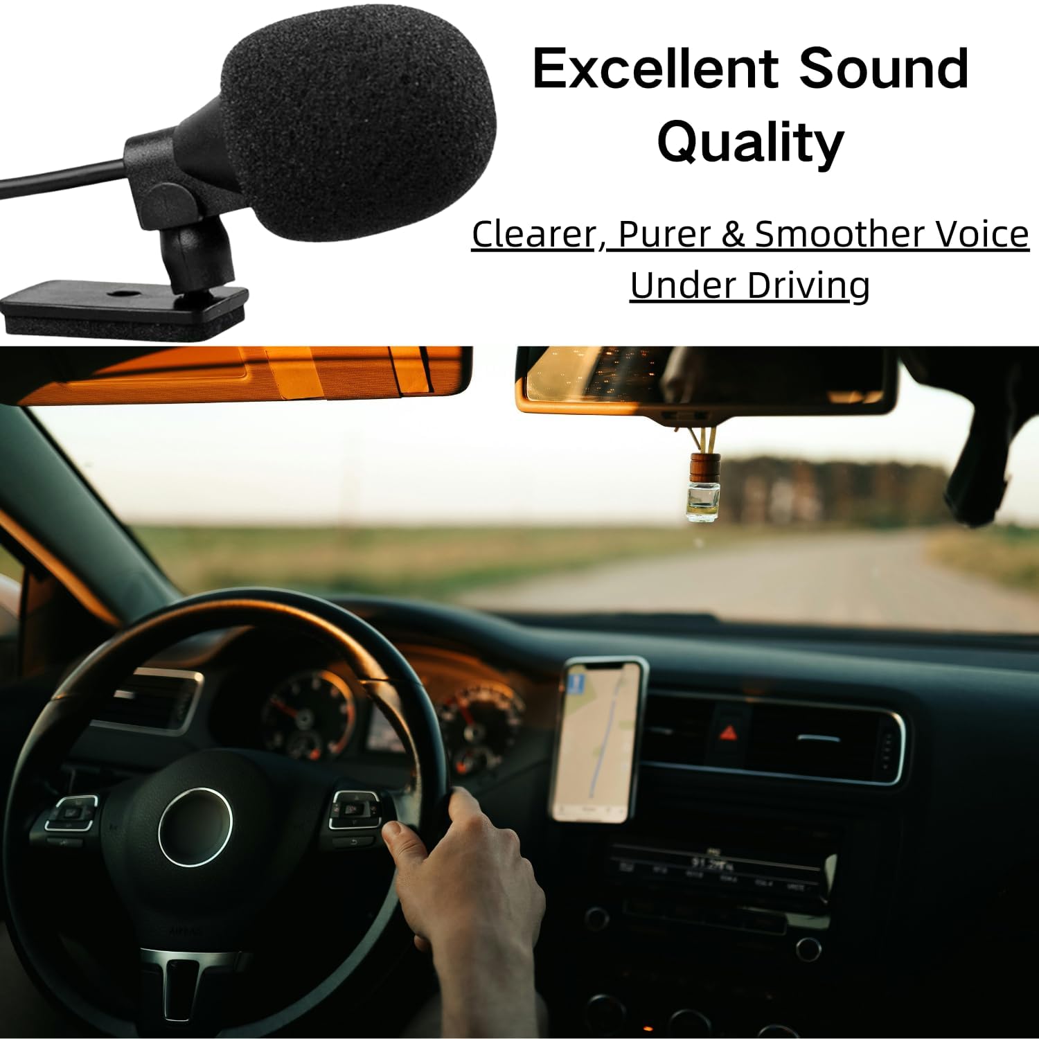 3.5mm Car Microphone with 3m Cable - Universal Plug & Play Mic Compatible with Kenwood, Sony, Boss, Alpine, Jensen - Perfect for Car Bluetooth Stereo, GPS Navigation & DVD Players - Ideal for Hands-Free Calling & In-Car Audio Enhancement