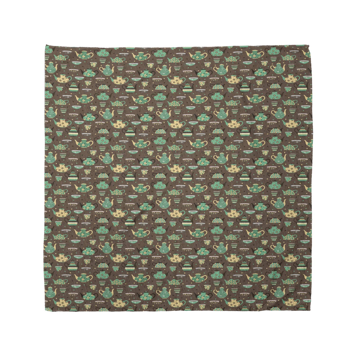 Ambesonne Tea Party Bandana - Stylish Dotted Cups & Pots Design, Unisex Head & Neck Scarf for Women & Men | Perfect for Tea Parties, Festivals & Outdoor Activities