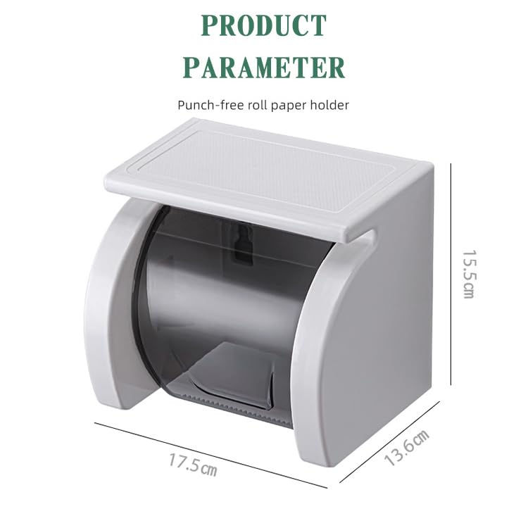 Volo® Self-Adhesive Toilet Paper Holder - Wall Mount Bathroom Tissue Dispenser with Phone Holder - Clear/Black Plastic (1-Pack) - Perfect for Small Bathrooms, RVs & Apartments