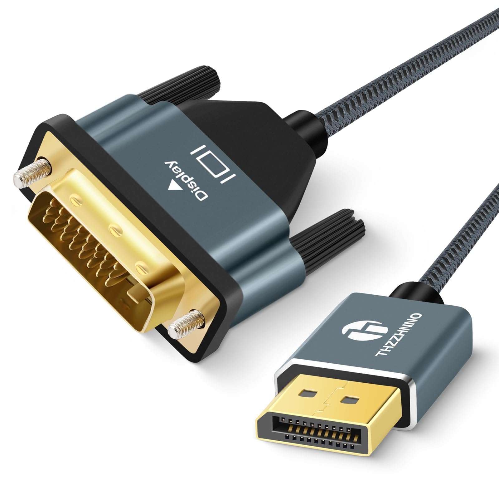 Premium DisplayPort to DVI-D Cable 1.6FT, Gold-Plated DP to DVI Male to Male Adapter 1080P@60Hz for High-Quality Video Transmission - Perfect for Gaming, Home Office, and Multi-Monitor Setup with PC, Laptop, Desktop, Monitor & Projector