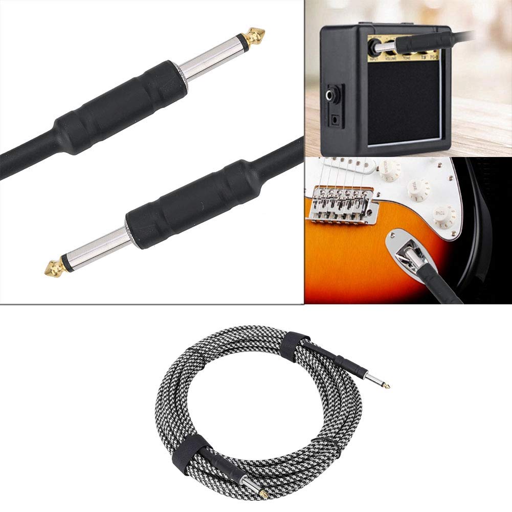 32.8ft Audio Cable with 7mm Wire - Professional Electric Bass & Guitar Cable for Piano, Organ, Keyboard - Durable Black & White Instrument Cable for Live Performances & Studio Recording