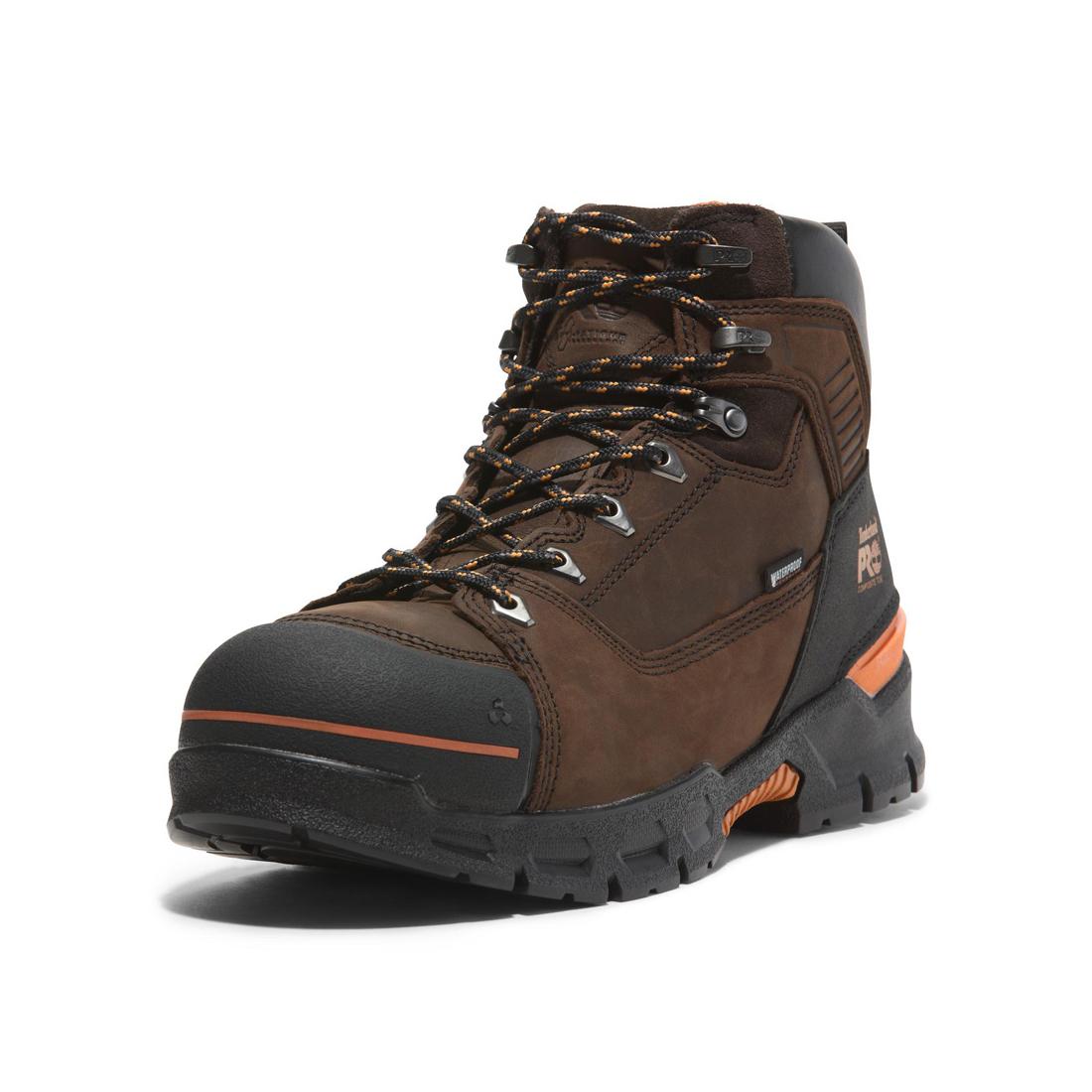 Endurance EV 6-Inch Composite Toe Waterproof Work Boots for Men - Brown Safety Shoes for Construction, Warehouse & Outdoor Work