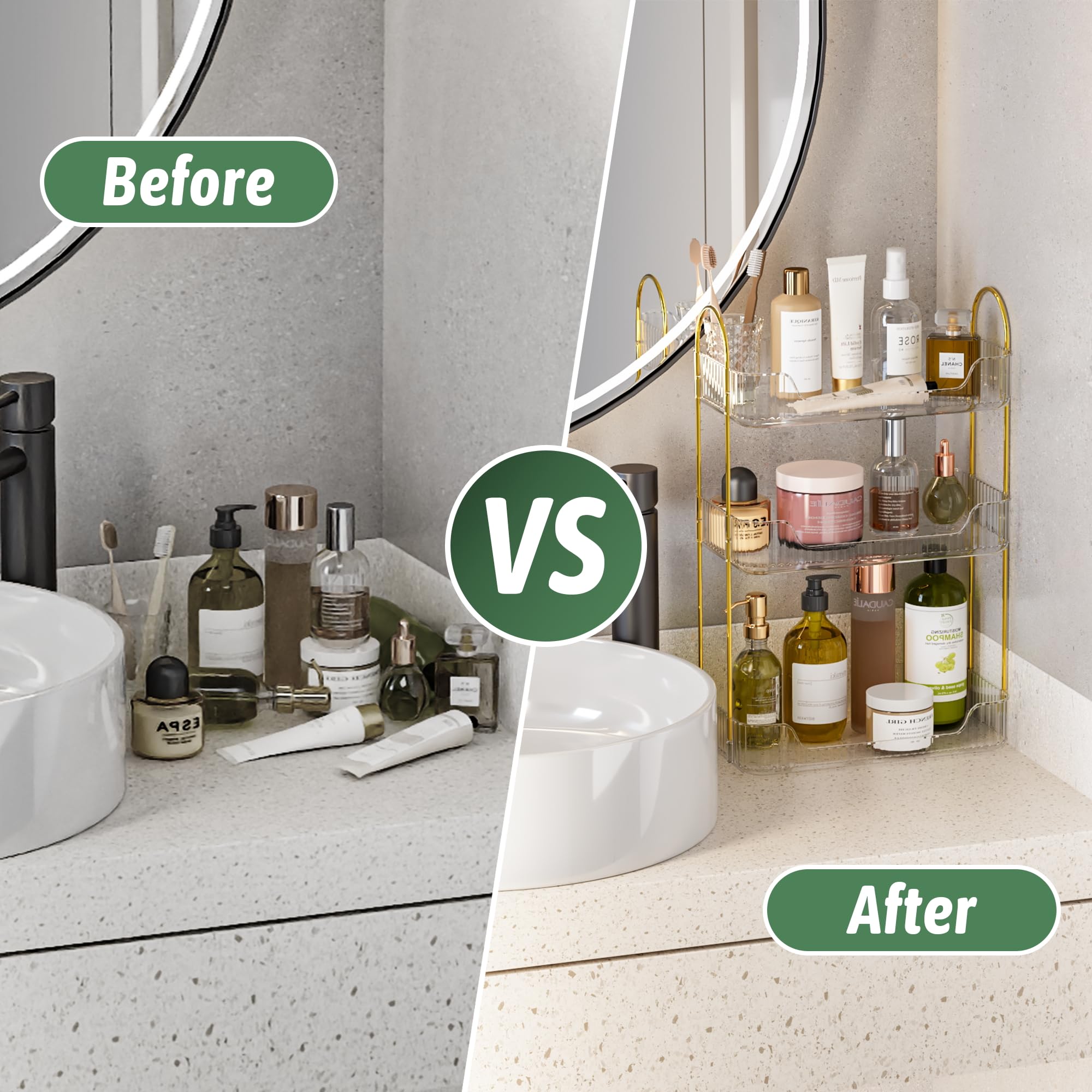 3-Tier Clear White Bathroom Counter Organizer - Perfume Stand, Skincare & Makeup Holder for Vanity, Dresser & Countertop - Perfect for Small Spaces & Cosmetic Storage
