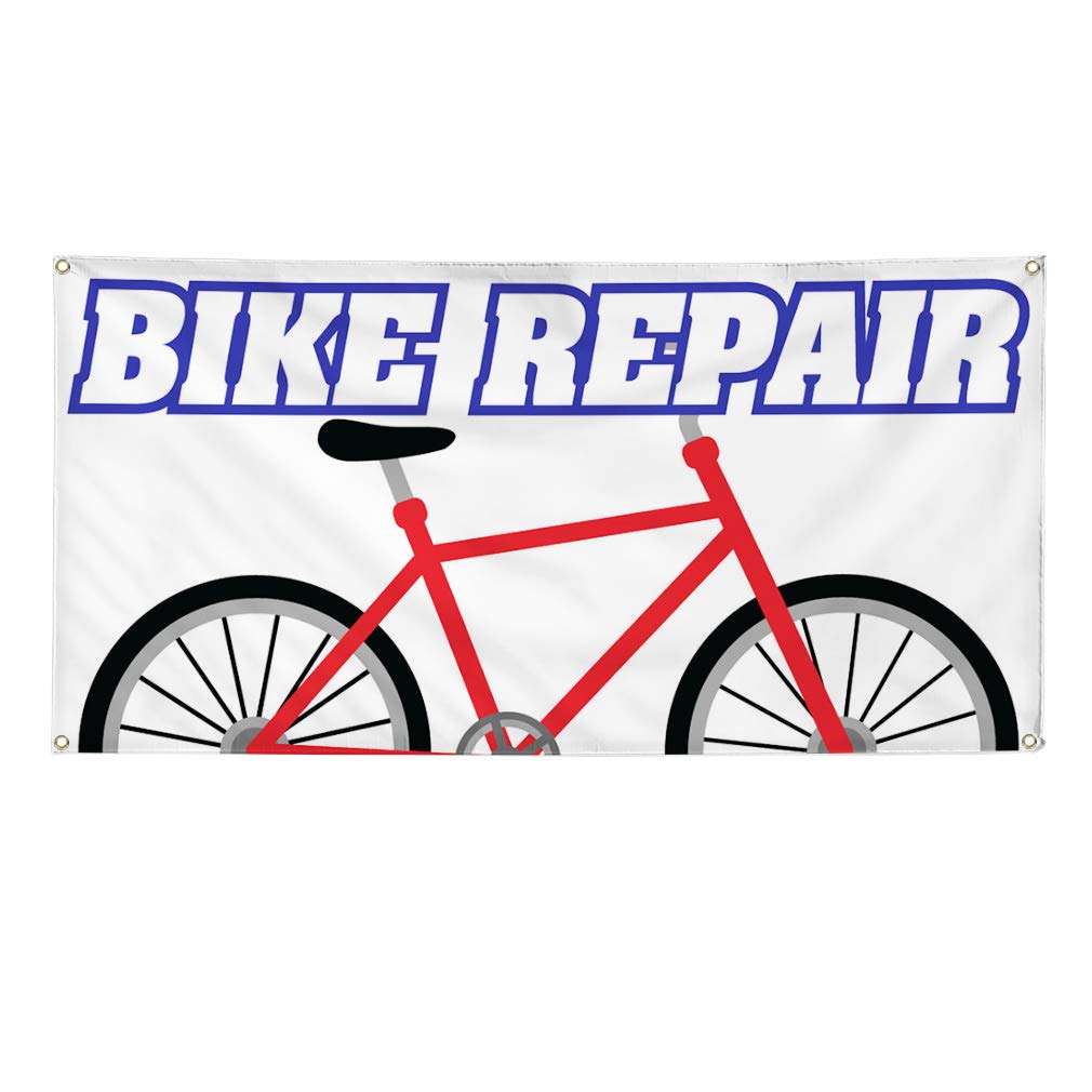 Durable Vinyl Banner for Bike Repair Business - Weatherproof Outdoor Yard Signs with 8 Grommets (48x96 Inches) - Perfect for Storefronts, Events, and Industrial Use