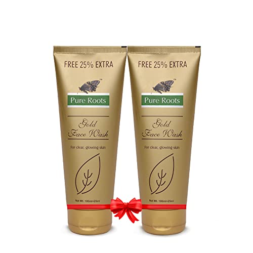 Pure Roots Gold Face Wash Pack Of 2 (125ml x 2) - Gentle Cleansing for Glowing Skin | Perfect for Daily Skincare Routine & Travel
