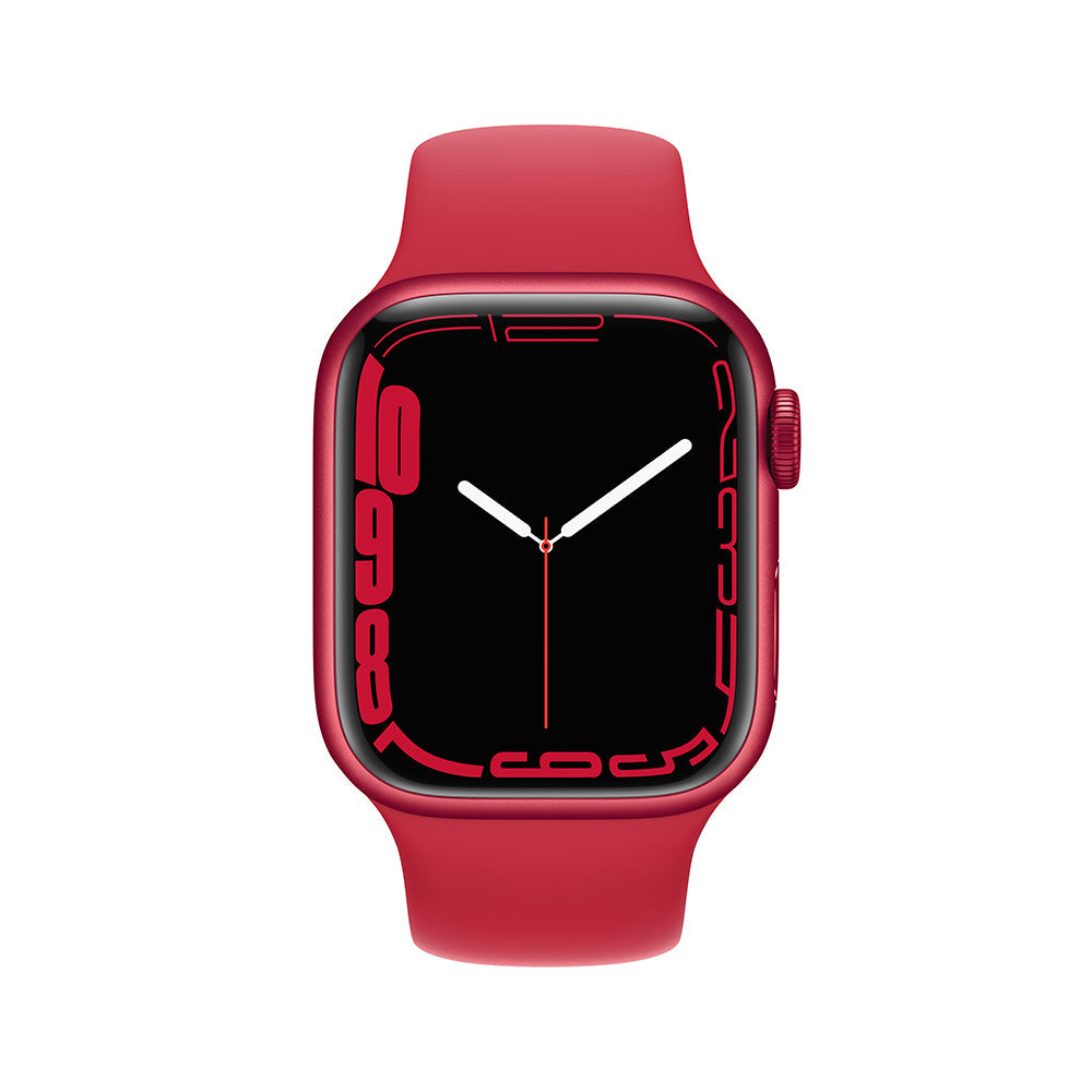 Apple Watch Series 7 45mm GPS + Cellular Aluminum Case with Red Sport Band - Perfect for Fitness Tracking, Calls & Notifications on the Go