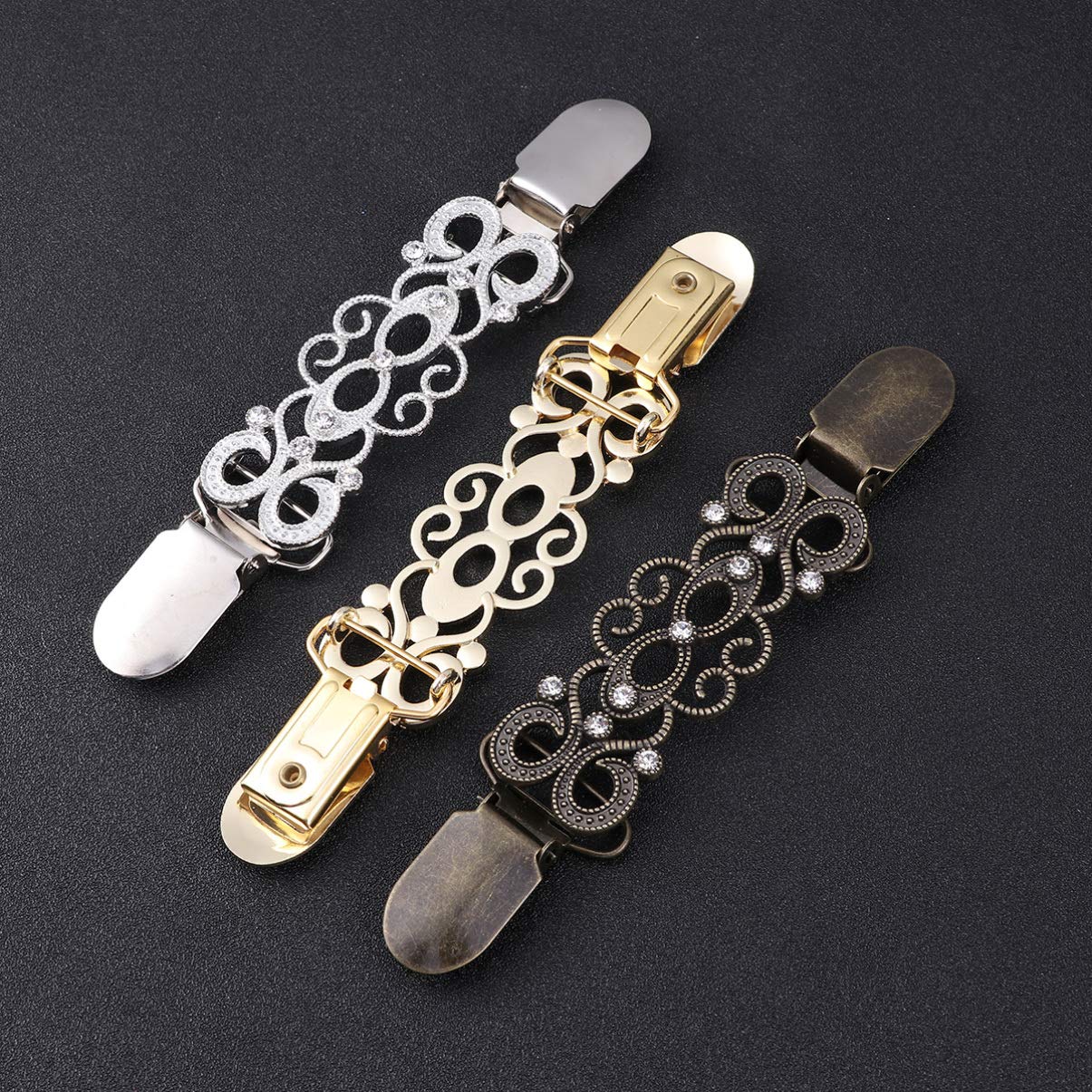 Vintage Holibanna Sweater Shawl Clips - Retro Cardigan Collar Clasps & Poncho Buckle Pins for Women | Elegant Shirt Holder Brooches for Office, Parties & Special Occasions