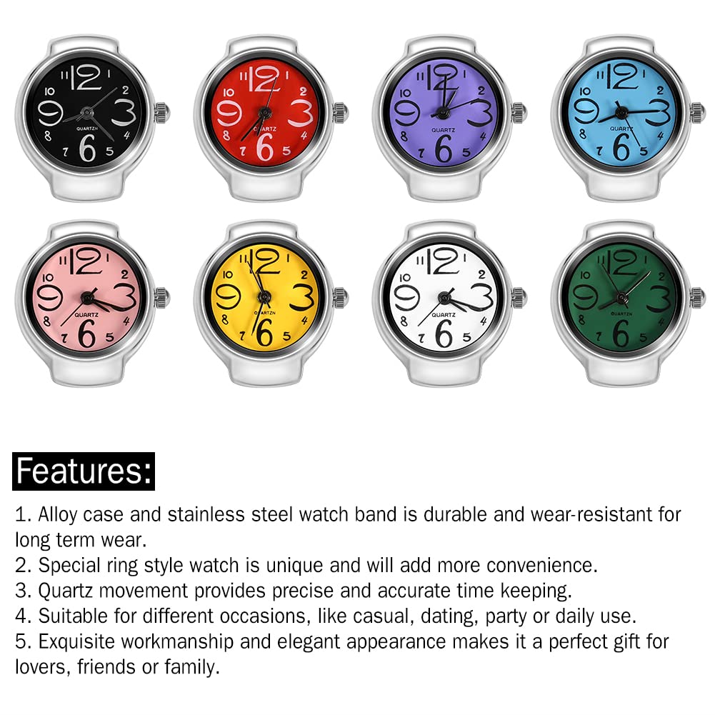 ZJchao Stylish Finger Ring Watch for Men & Women - 8 Color Options, Quartz Analog Round Design - Perfect for Parties, Dates & Unique Fashion Accessories (Black)