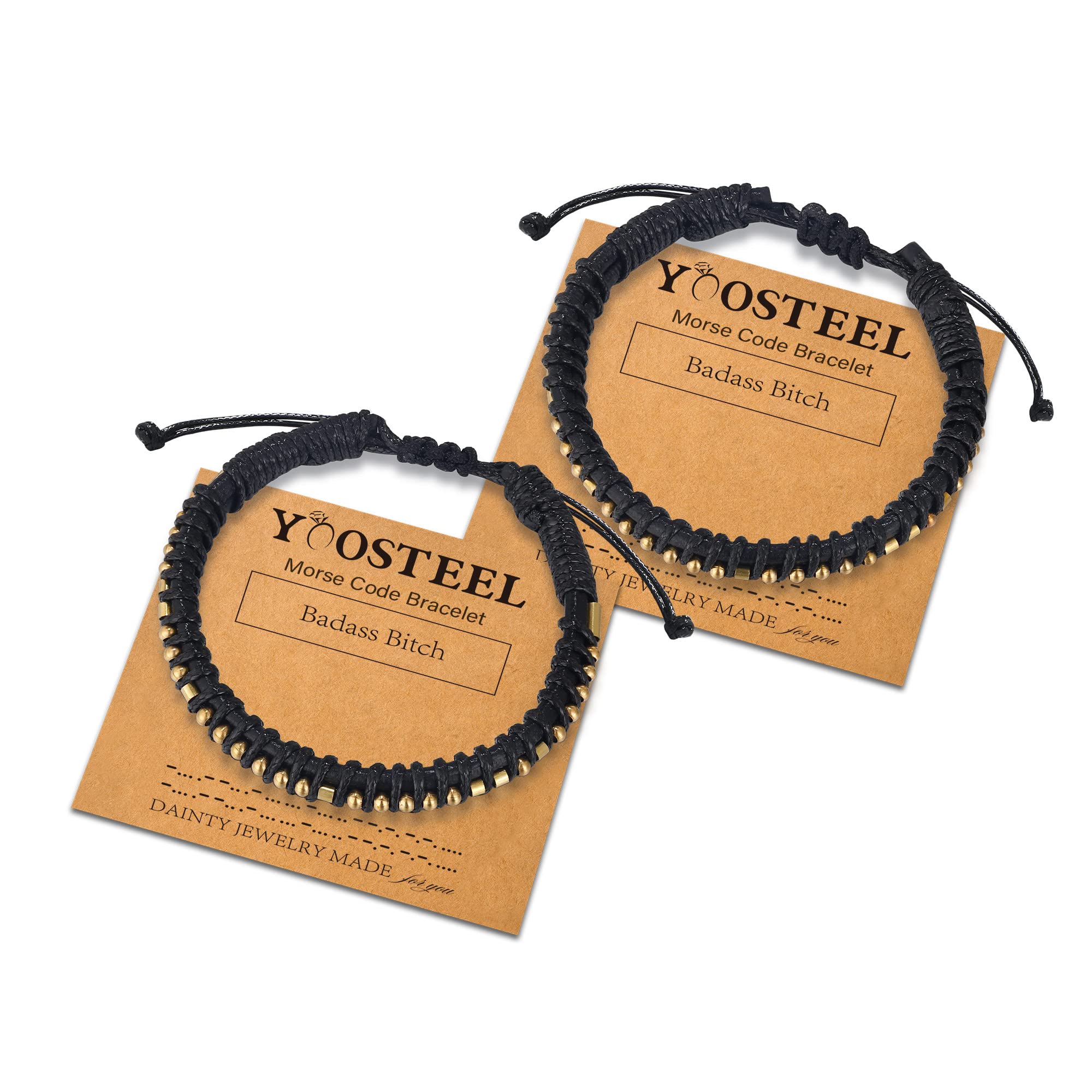Yoosteel Adjustable Leather Morse Code Bracelet for Women & Men - Inspirational Friendship & Birthday Gift Jewelry with Morse Code Design - Perfect for Daily Wear, Gifting & Special Occasions