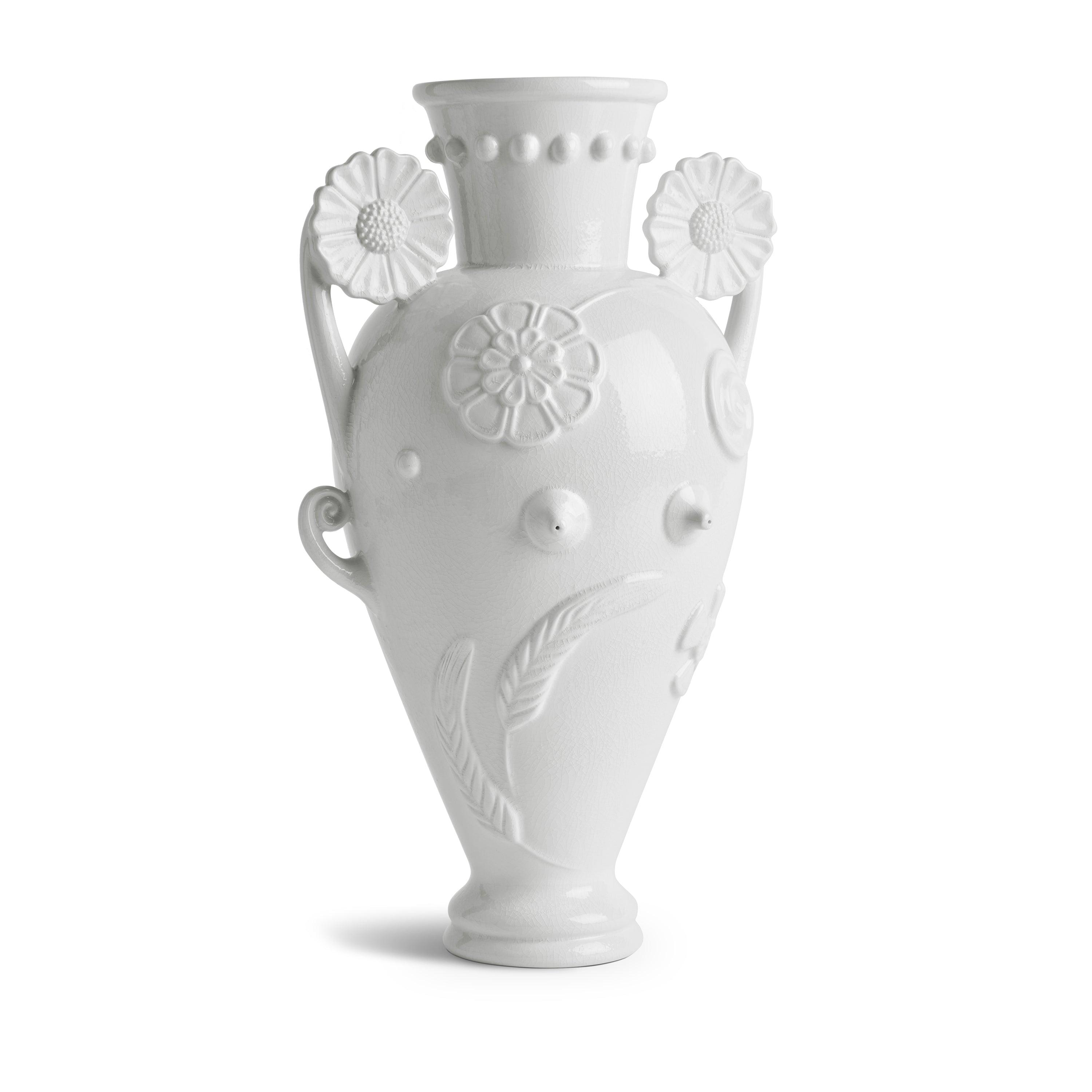 Pantheon Persephone White Amphora Vase - Greek Mythology Inspired Home Decor for Living Room, Wedding Centerpiece & Gift