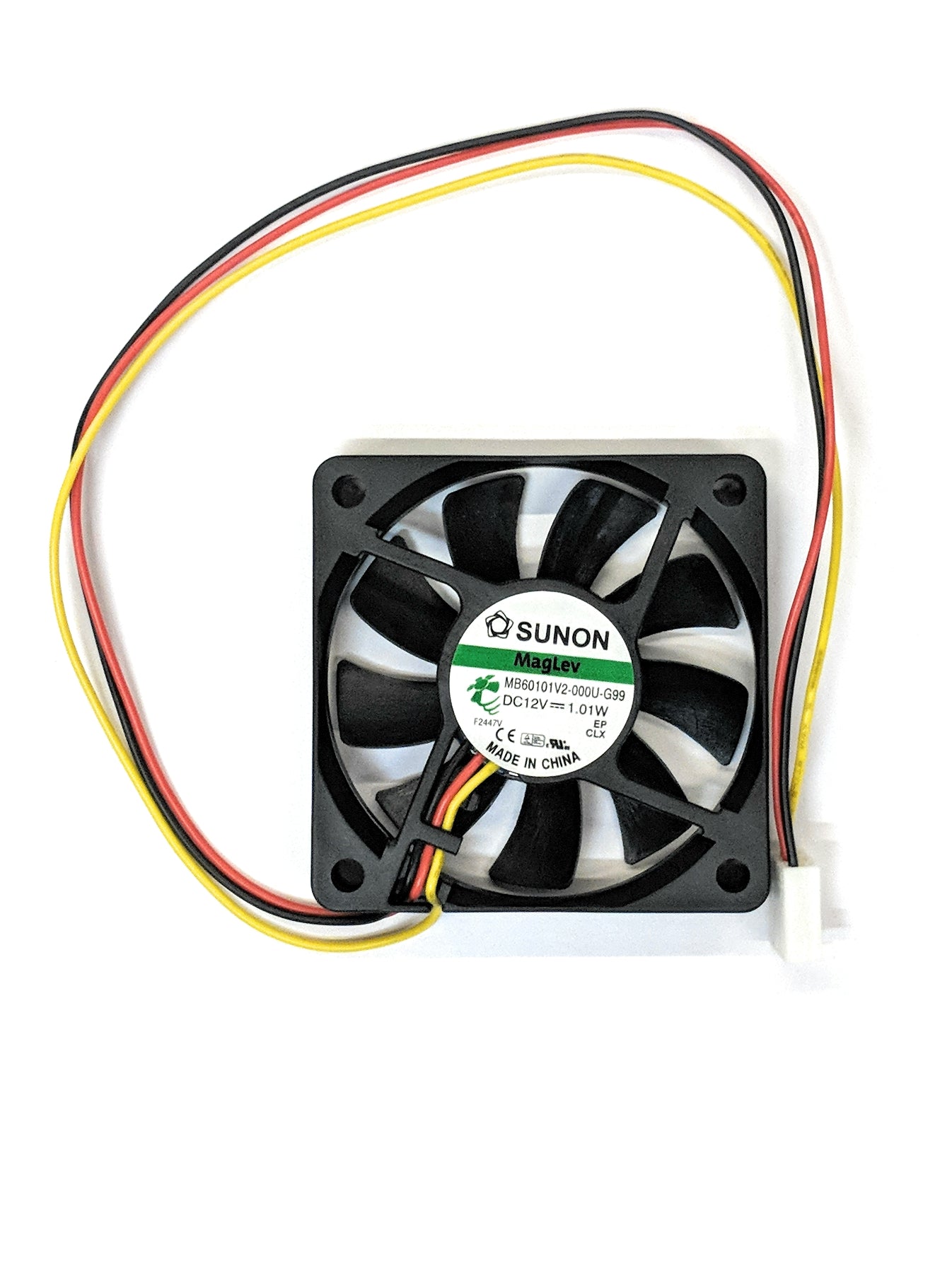Sunon 60mm x 60mm x 10mm 12V DC Brushless Cooling Fan - 3-Pin Connector, Medium Speed (Model MB60101V2-000U-G99) - Perfect for PC Cooling, Electronics Enclosures, and Server Racks