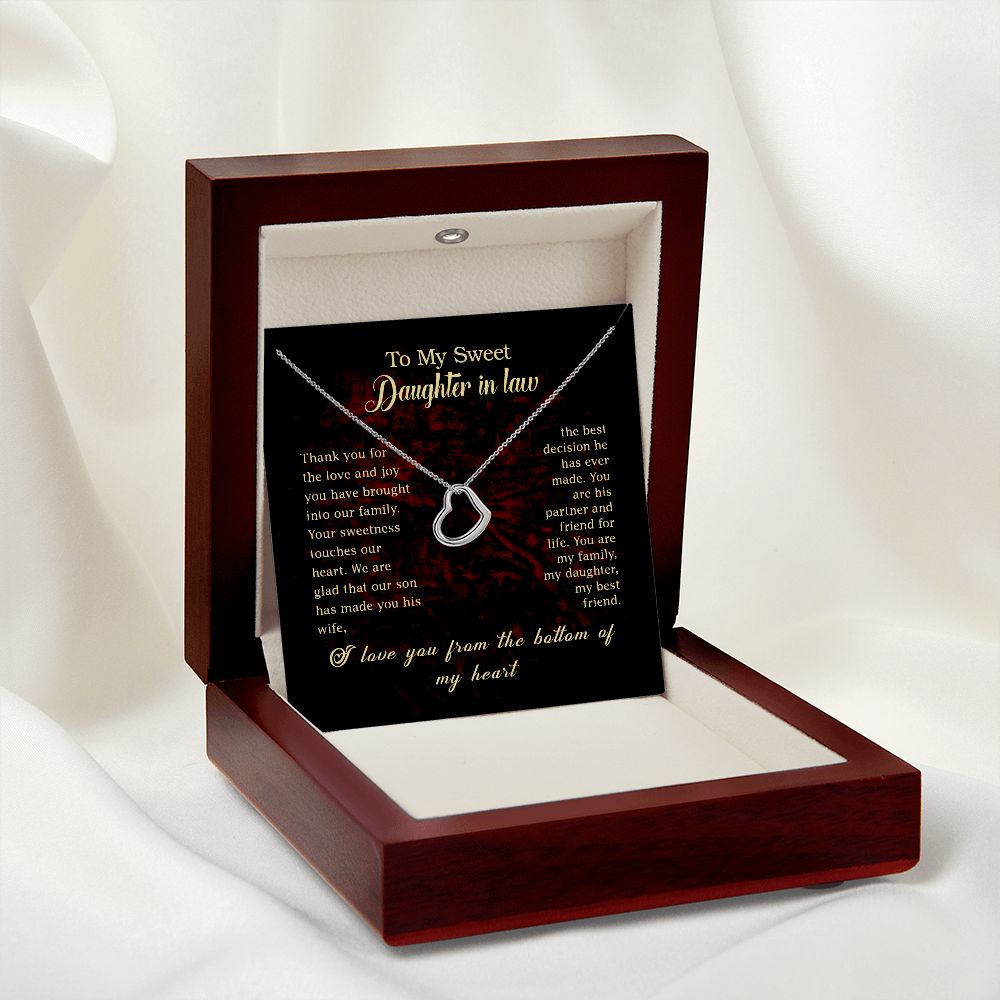 Elegant Daughter-in-Law Wedding Gift - Simple Heart Necklace in White or Yellow Gold | Perfect for Bridal Shower, Anniversary & Special Occasions