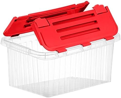 Superio 6-Pack Christmas Storage Boxes with Red Hinged Lids - 35 Quart Plastic Organizer Bins, Stackable BPA-Free Containers for Home, Office & Dorm - Perfect for Holiday Decorations, Gift Wrapping & Seasonal Organization