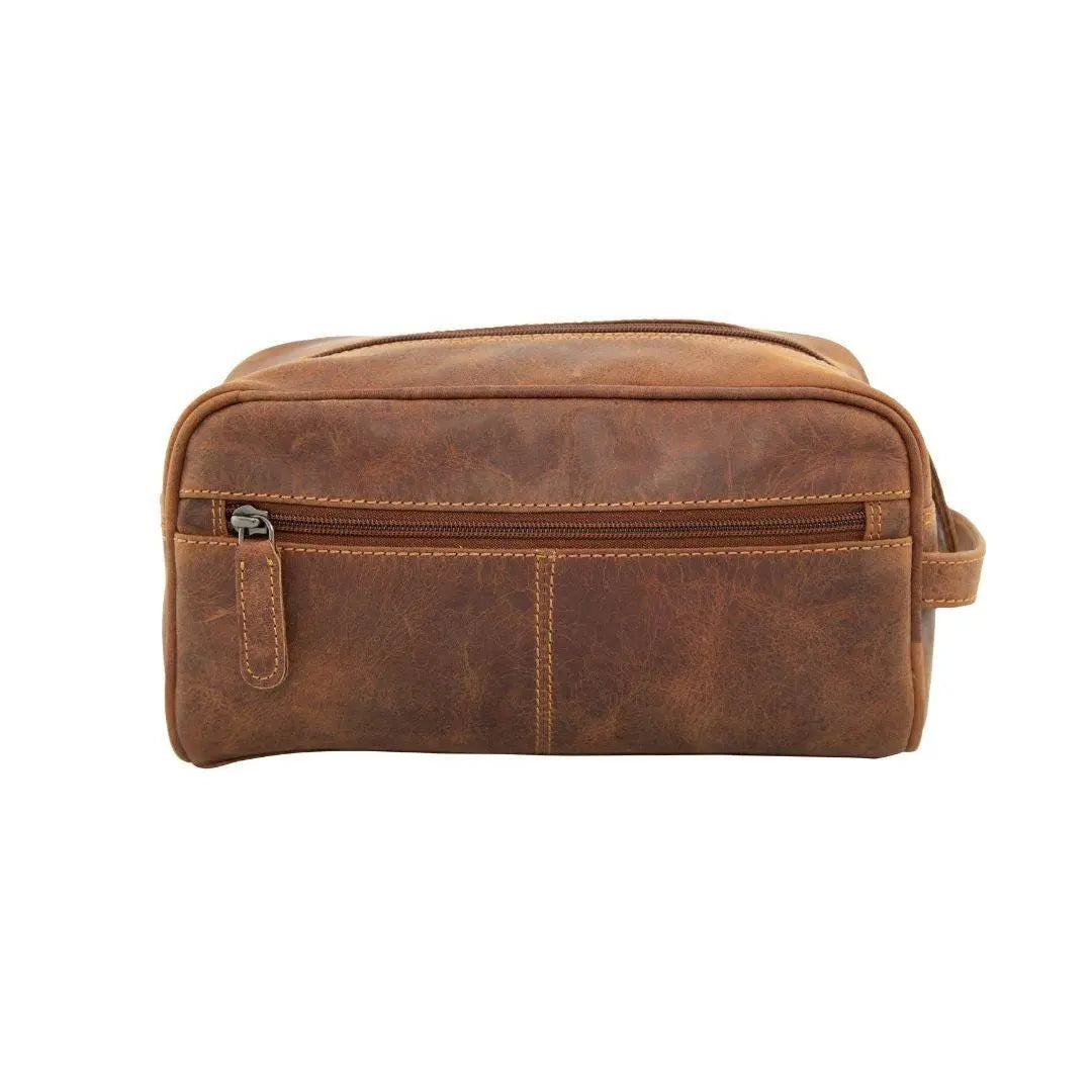 Premium Greenwood Leather Geelong Toiletry Bag for Men & Women - Waterproof Travel Cosmetic Organizer for Gym, Vacation & Business Trips
