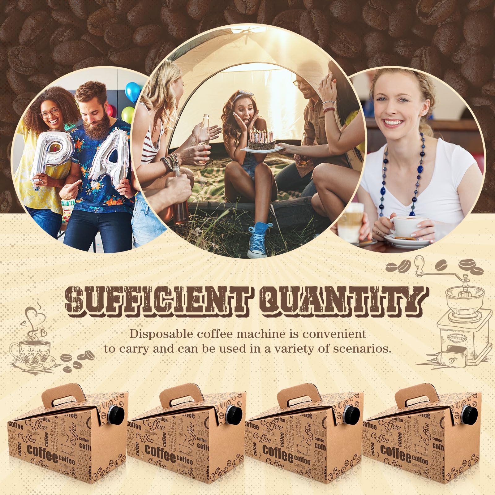 30 Pack 96 oz Insulated Disposable Coffee Dispenser Boxes with Handle - Portable Catering Coffee Carrier for Hot/Cold Beverages - Perfect for Parties, Events, Office Meetings & Outdoor Gatherings