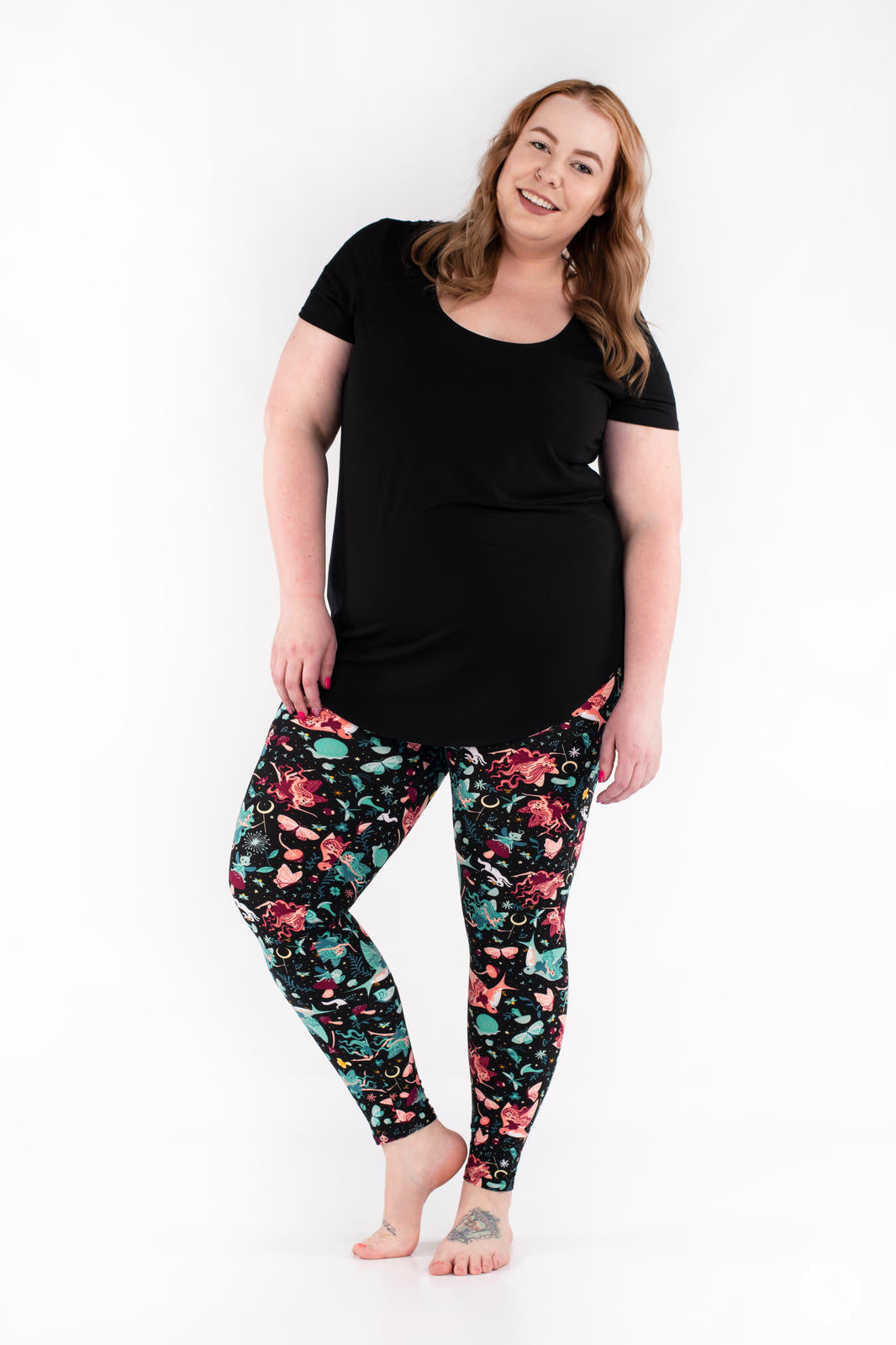Fairy Garden Patterned Leggings for Women - Floral Fantasy Yoga Pants - Comfortable Stretchy Workout Leggings for Running, Gym & Casual Wear