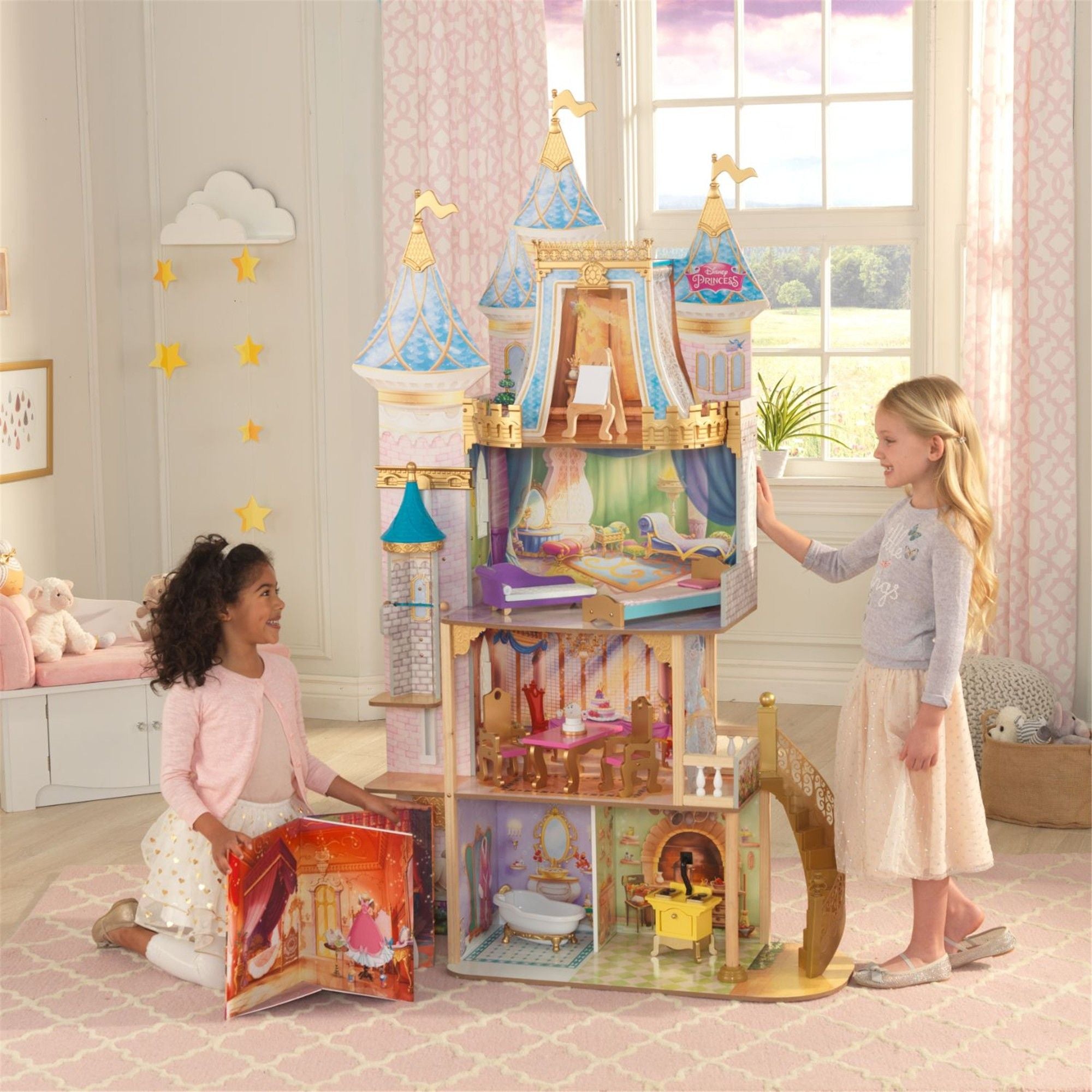 KidKraft Disney Princess Royal Celebration Dollhouse - Large Wooden Doll House with 4 Rooms & 10+ Accessories, Perfect Gift for Girls Ages 3-8 | Pretend Play, Birthday & Christmas Present