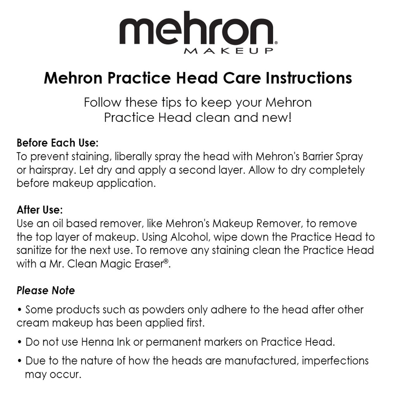 Mehron Practice Head - Professional Makeup Training Head for Special FX & Beauty - Perfect for Makeup Artists & Students