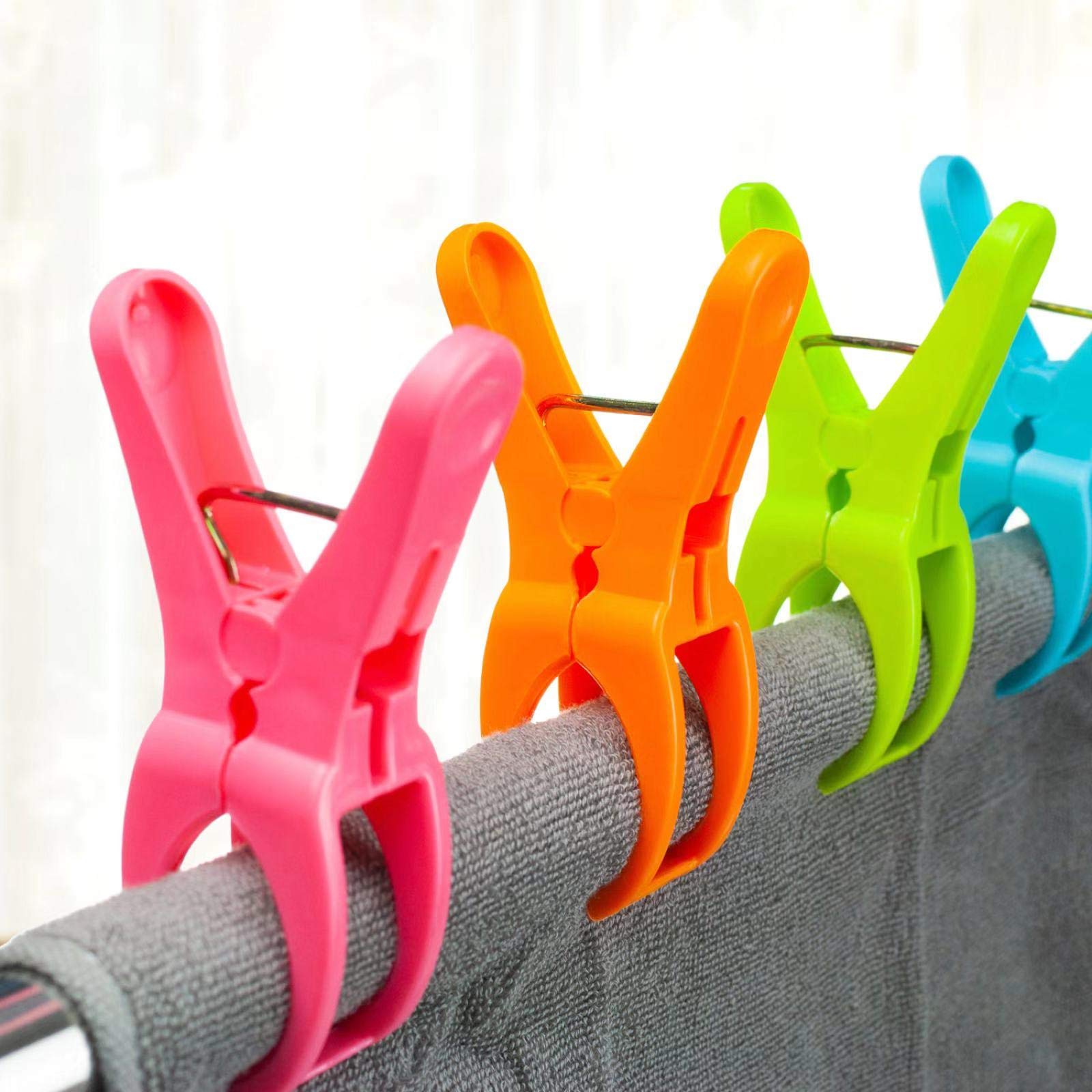 HiGift 8 Pack Heavy Duty Beach Towel Clips for Chairs - Large Plastic Pool Chair Clamps to Secure Towels from Wind - Cruise Vacation Essentials & Must Have Beach Accessories - Perfect for Poolside, Seaside, and Outdoor Relaxation