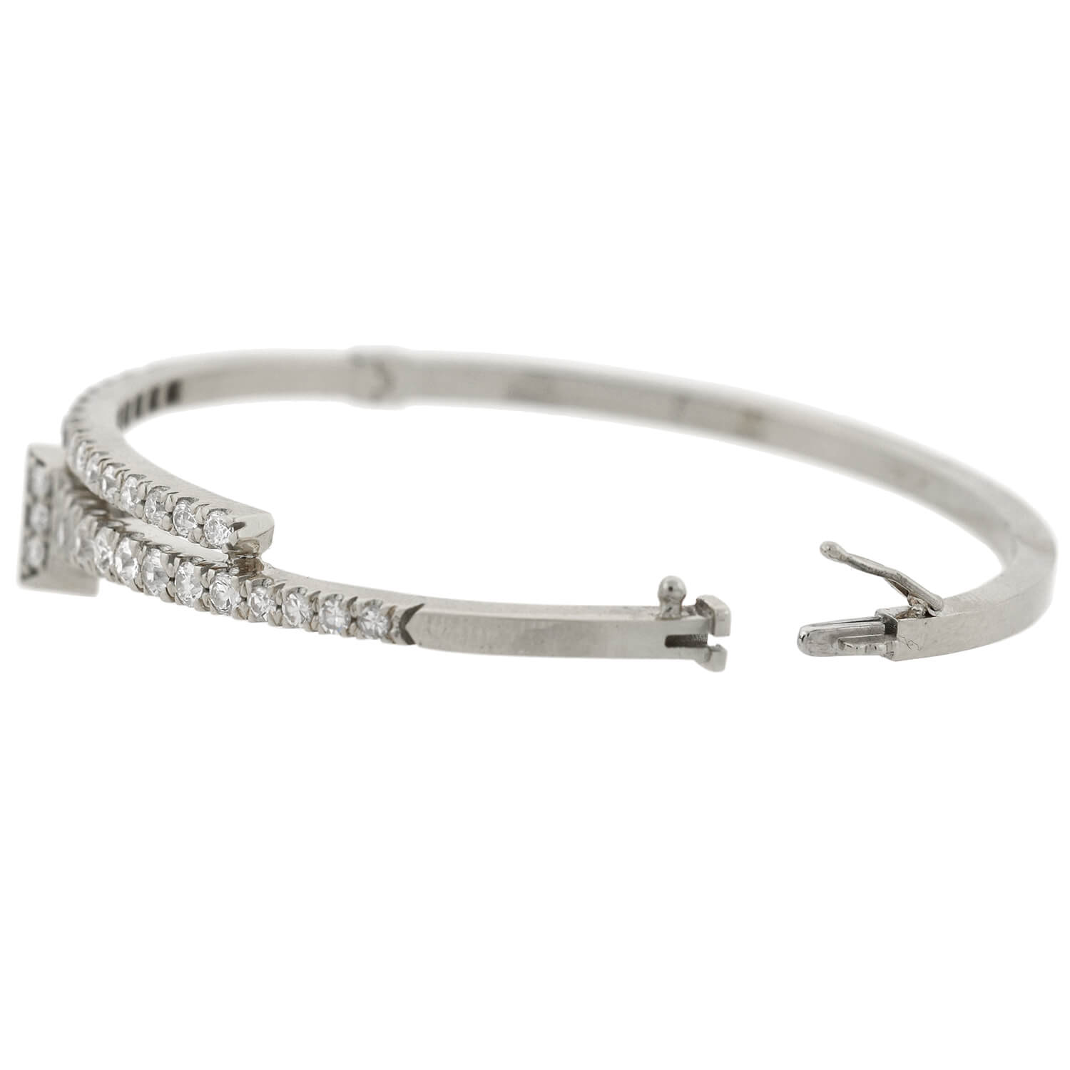 Victorian Style Platinum Diamond Nail Head Bangle Bracelet - 2.25 Carat Total Weight (CTW) - Elegant Jewelry for Women, Perfect for Weddings, Parties & Special Occasions