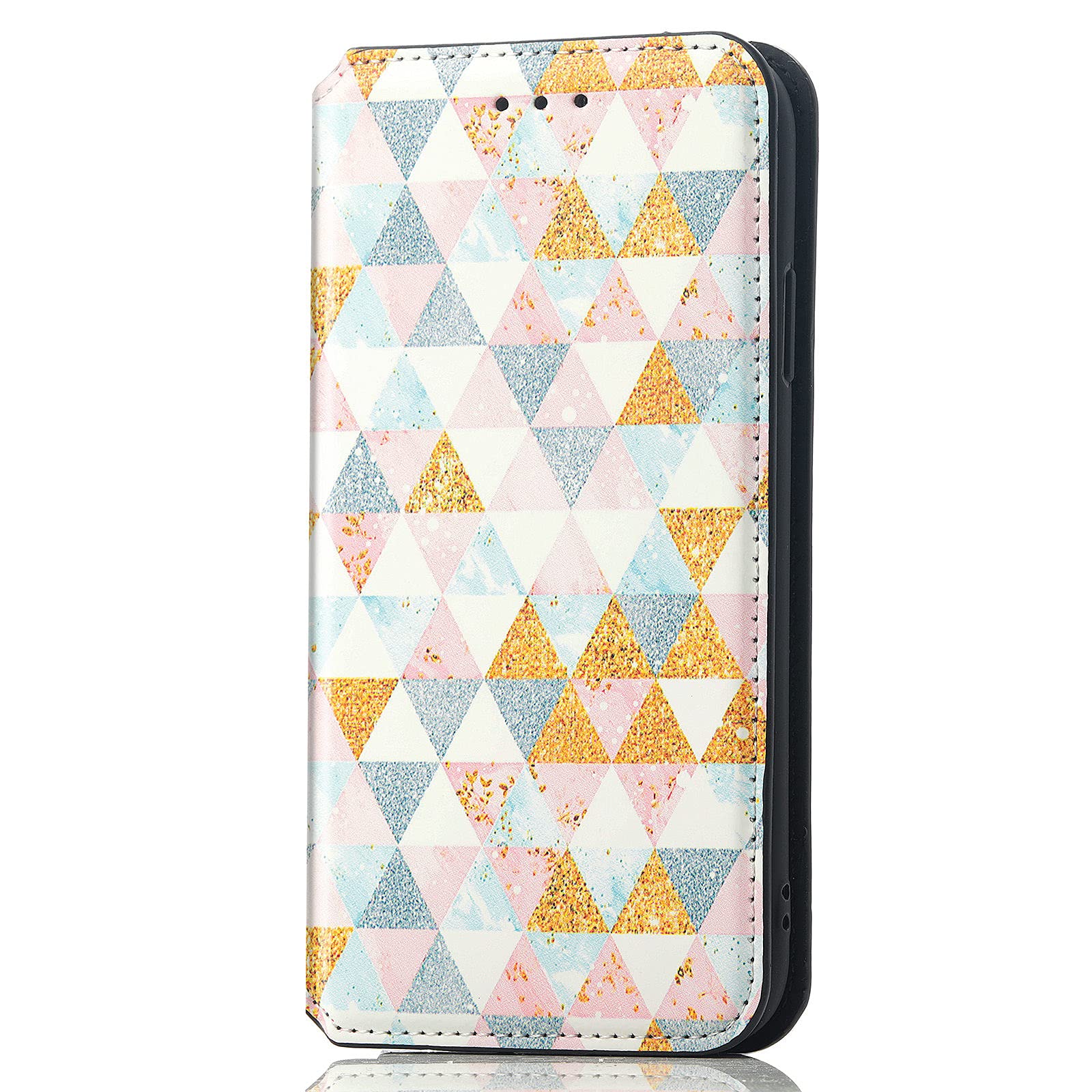 XYX RFID Blocking Leather Wallet Case for Samsung Galaxy A52 5G - Magnetic Flip Cover with Kickstand, Multi-Colored Rhombus Design (Perfect for Women & Girls - Ideal for Daily Use, Travel, and Secure Contactless Payment Protection)