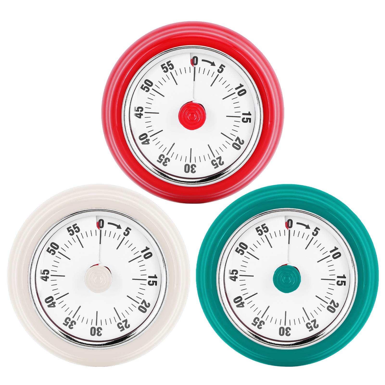 60 Minute Mechanical Kitchen Timer - No Batteries Required, Wind Up Cooking Alarm Countdown Clock for Baking, Roasting & Meal Prep (Red)