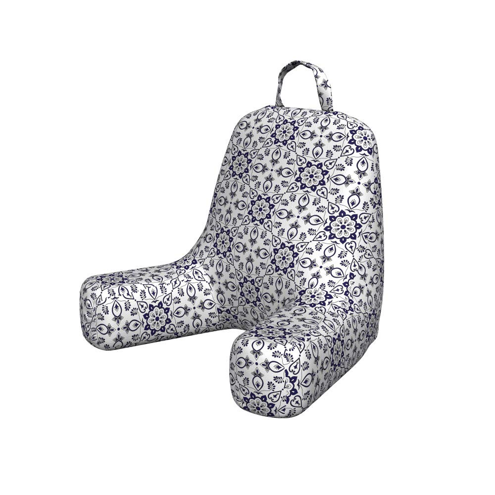 Ambesonne Floral Reading Pillow Cover - Hand Drawn Flower & Leaf Design, Soft Fabric Bed Rest Case, Small Size in Indigo Charcoal Grey | Perfect for Reading, Lounging & Home Decor
