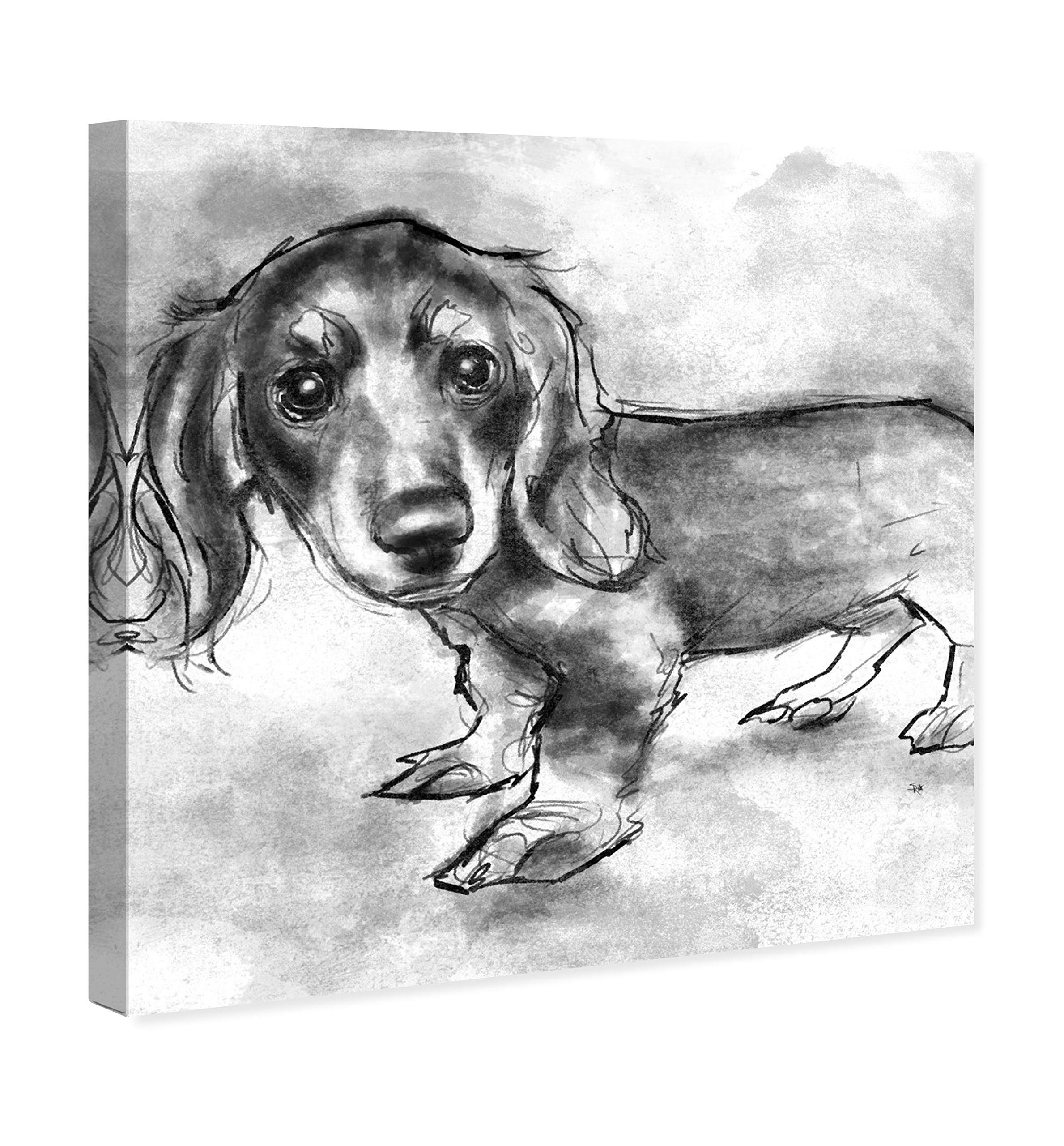Dachshund Puppy Canvas Wall Art - 30x30 Inch Gray & White Animal Print for Home Decor | Perfect for Living Room, Bedroom & Office