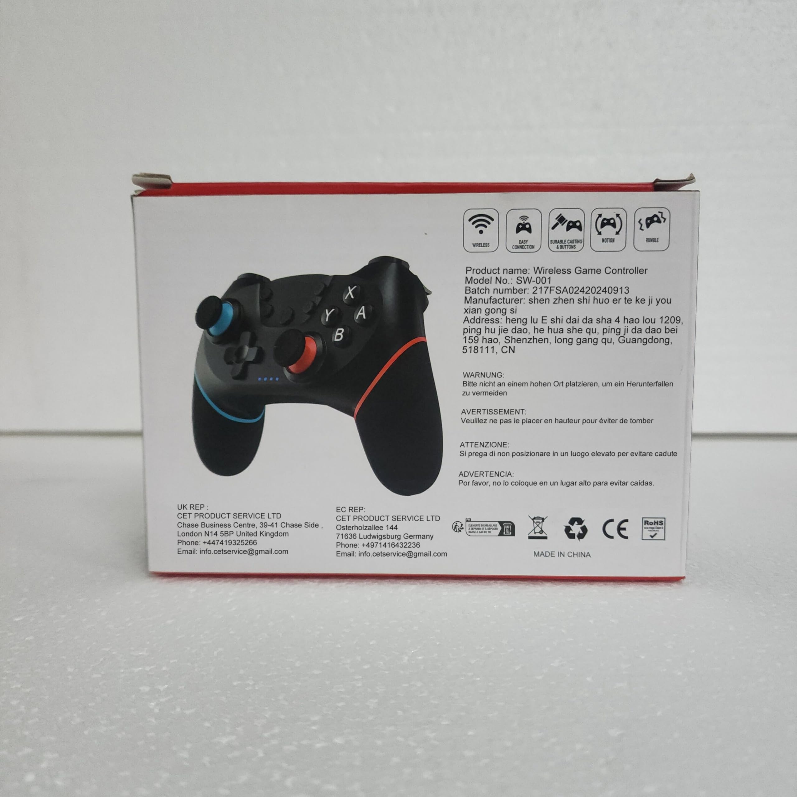 Wireless Switch Controller with 6-Axis Gyroscope & Turbo Function - Bluetooth Pro Gamepad for Nintendo Switch & Switch Lite - Perfect for Gaming, Travel & Multiplayer Fun