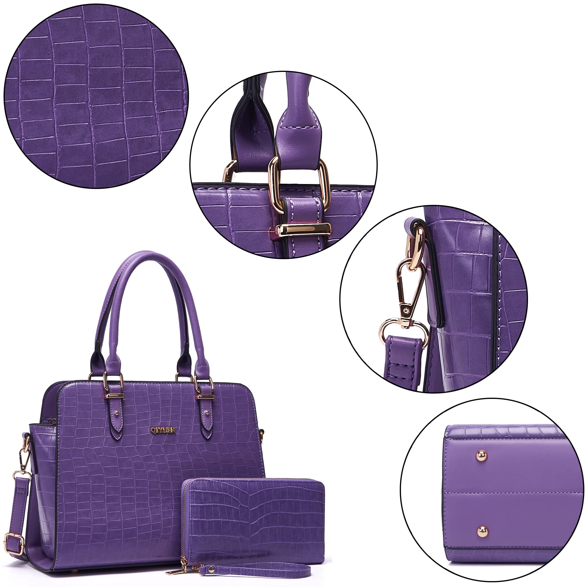 Stylish Qiyuer Satchel Purse for Women - Top Handle Work Tote Bag with Matching Wallet Set (2-Piece) - Perfect for Office, Travel & Everyday Use