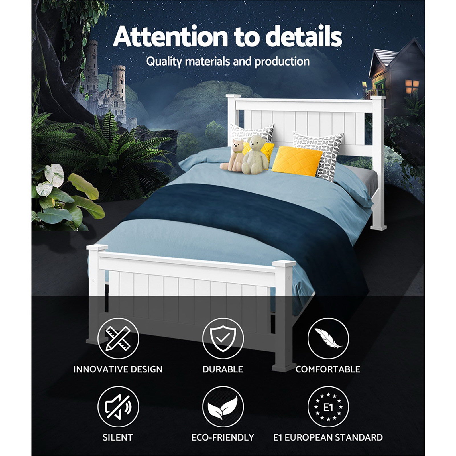 Cottesloe Solid Wood Single Bed Frame - White Finish for Kids & Guest Rooms | Durable & Stylish Bedroom Furniture