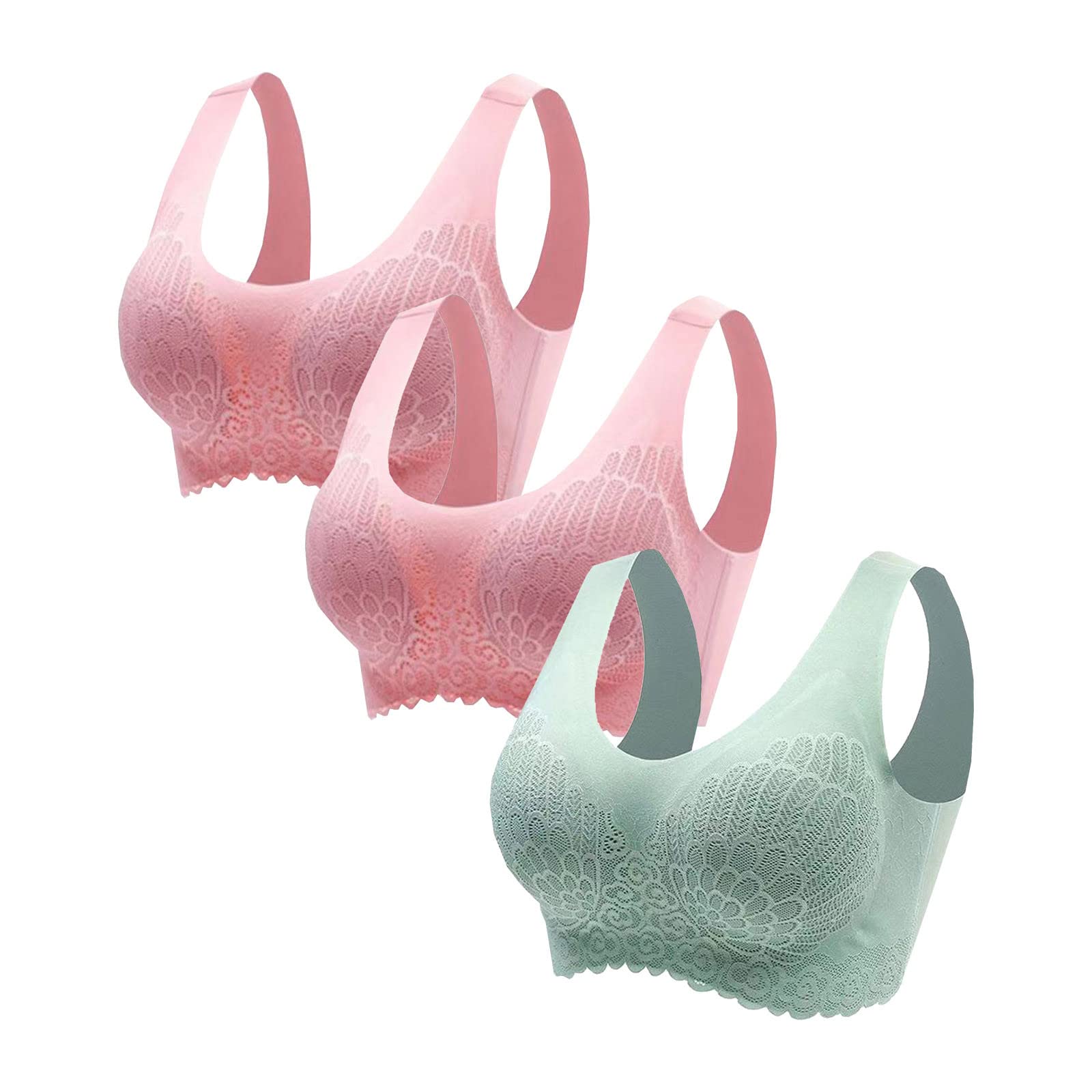 3 Pack Women's Wire-Free Sports Bras - Full Figure Workout Bra with Breathable Fabric for Yoga, Gym & Running - Comfortable Support for High-Impact Activities