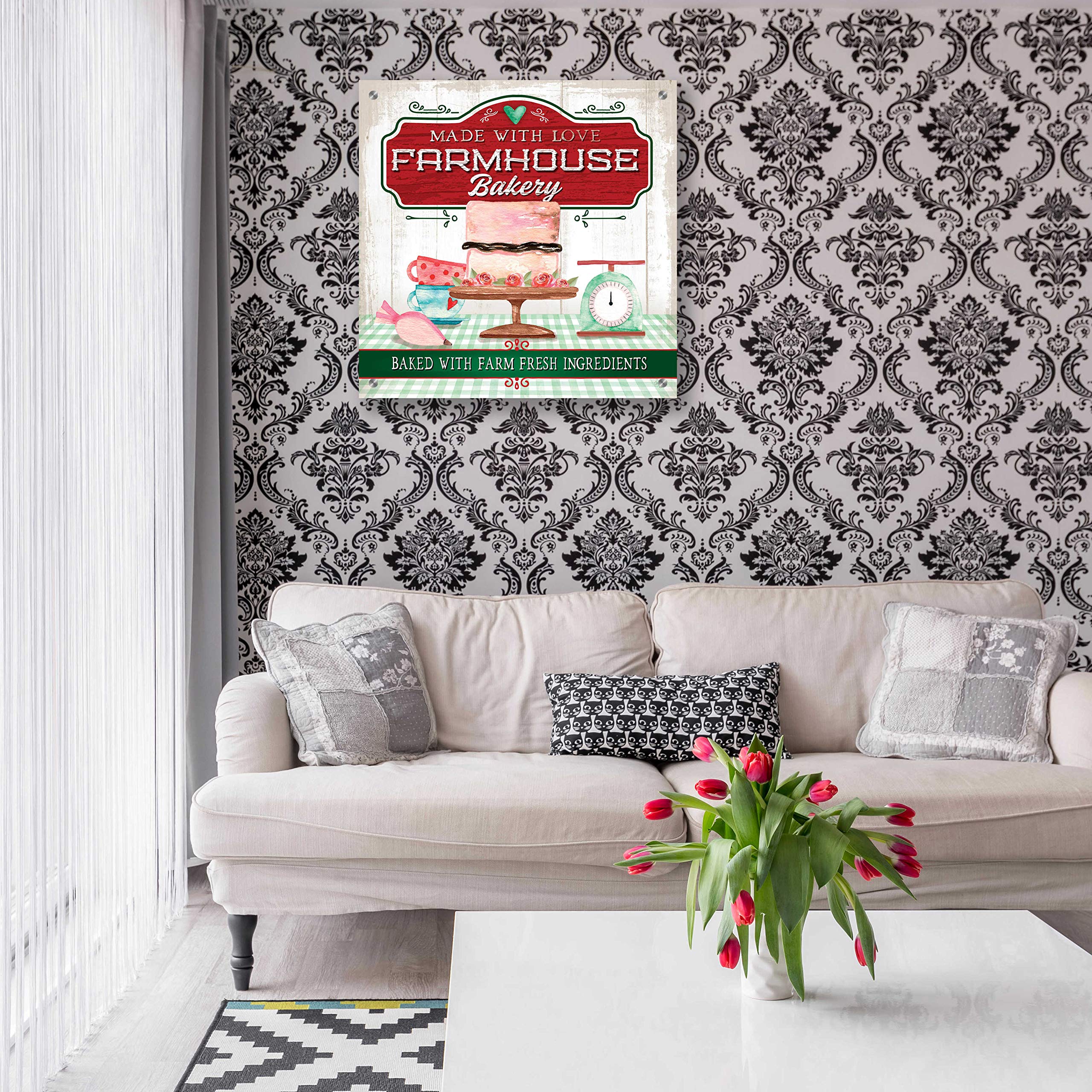 Epic 'Made With Love Bakery' Acrylic Glass Wall Art by Mollie B - 24x24 Inch Vibrant Kitchen Decor for Bakeries, Cafés & Home Baking Spaces