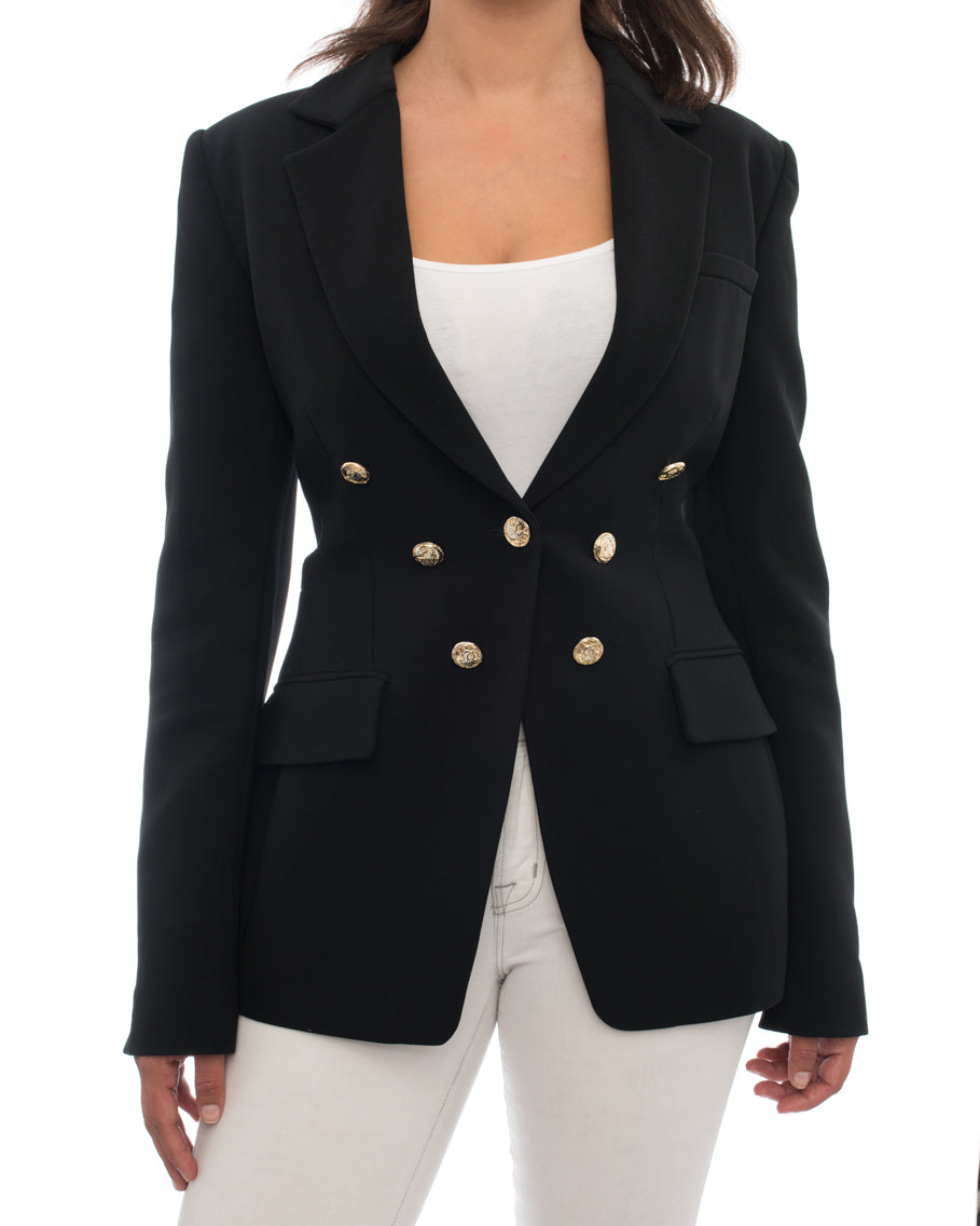 Altuzarra Ward Black Blazer with Gold Fox Buttons - Women's Elegant Formal Jacket for Office, Business Meetings & Special Occasions