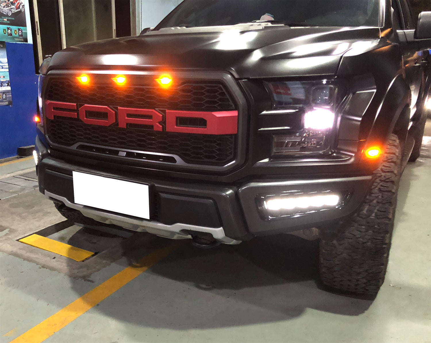 5-Pack White/Amber Switchback LED Daytime Running Lights for 2017-2020 Ford Raptor - DRL Fog Lights for Off-Road & Night Driving