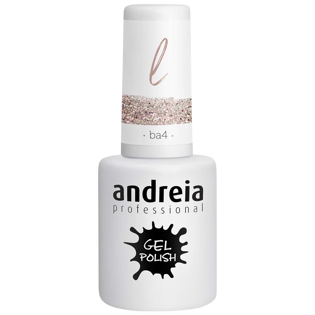 Andreia Semi-Permanent Nail Gel Polish for UV/LED Lamp - Long Lasting 4 Weeks French Manicure with Intense Shine - Ballet BA4 Pink Glitter Nail Varnish (10.5ml) - Perfect for Salon, Home DIY & Special Occasions