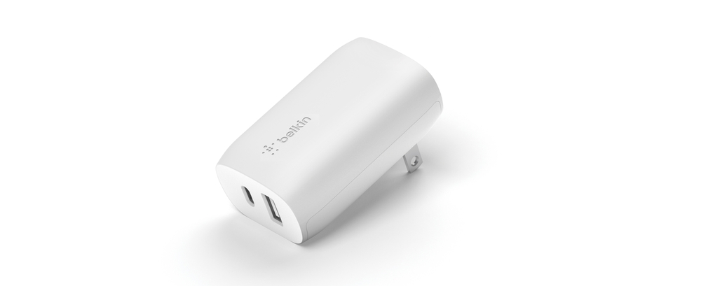 Belkin 37W USB C PD 25W & USB A 12W Fast Charger - White | Dual Port Wall Charger for iPhone, Samsung, iPad & More | Perfect for Home, Office & Travel