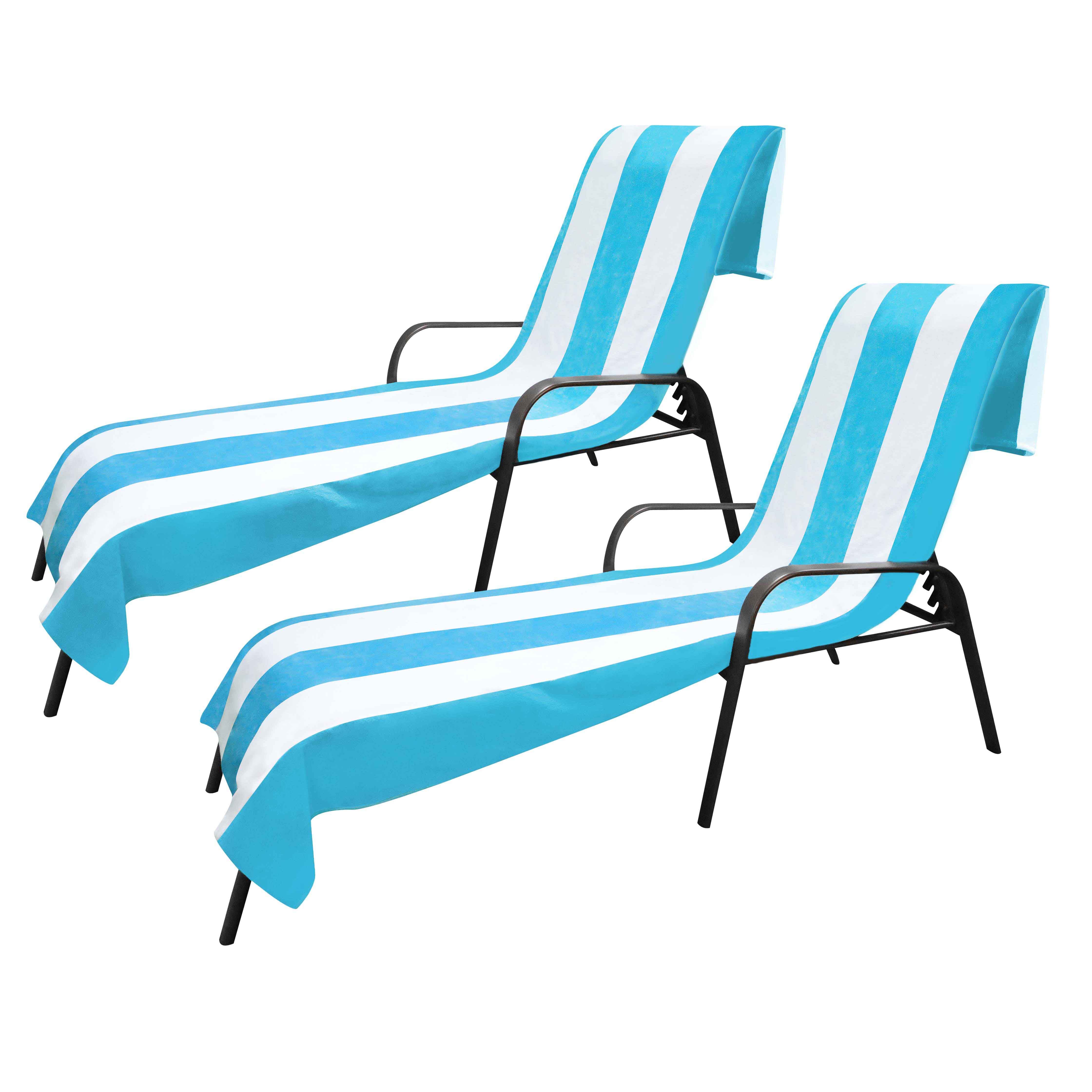 Premium Cabana Striped Cotton Beach Towel & Chaise Lounge Cover - Soft, Absorbent, UV Protection - Perfect for Poolside, Beach Vacations & Outdoor Relaxation