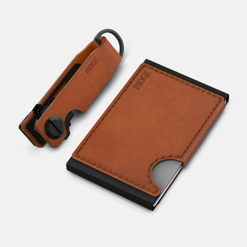 Biflex Tobacco Brown Leather Daily Driver Kit - Premium Leather Wallet for Men - Perfect for Everyday Use, Travel & Business