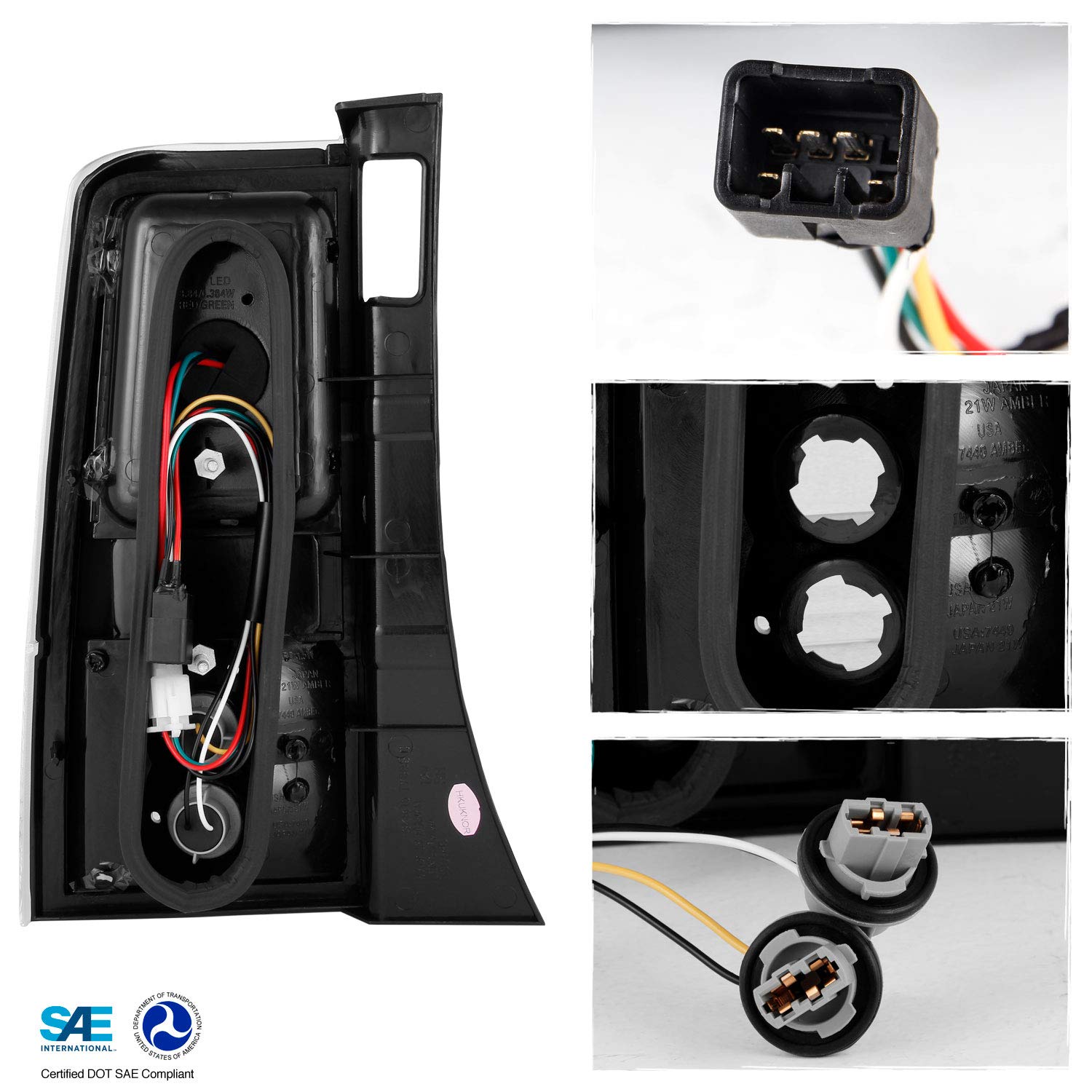 AKKON LED Tail Lights for 2003-2007 Scion xB - Black Bezel Brake Lamp Replacement Pair (Left & Right) - Perfect for Night Driving & Car Customization
