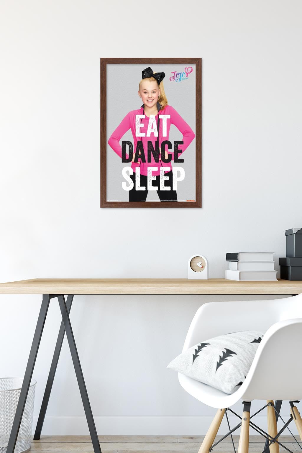 JoJo Siwa Eat Dance Sleep Wall Poster - 14.725 x 22.375 Inches, Mahogany Framed Version - Trendy Teen Room Decor for Bedroom, Dorm & Dance Studio