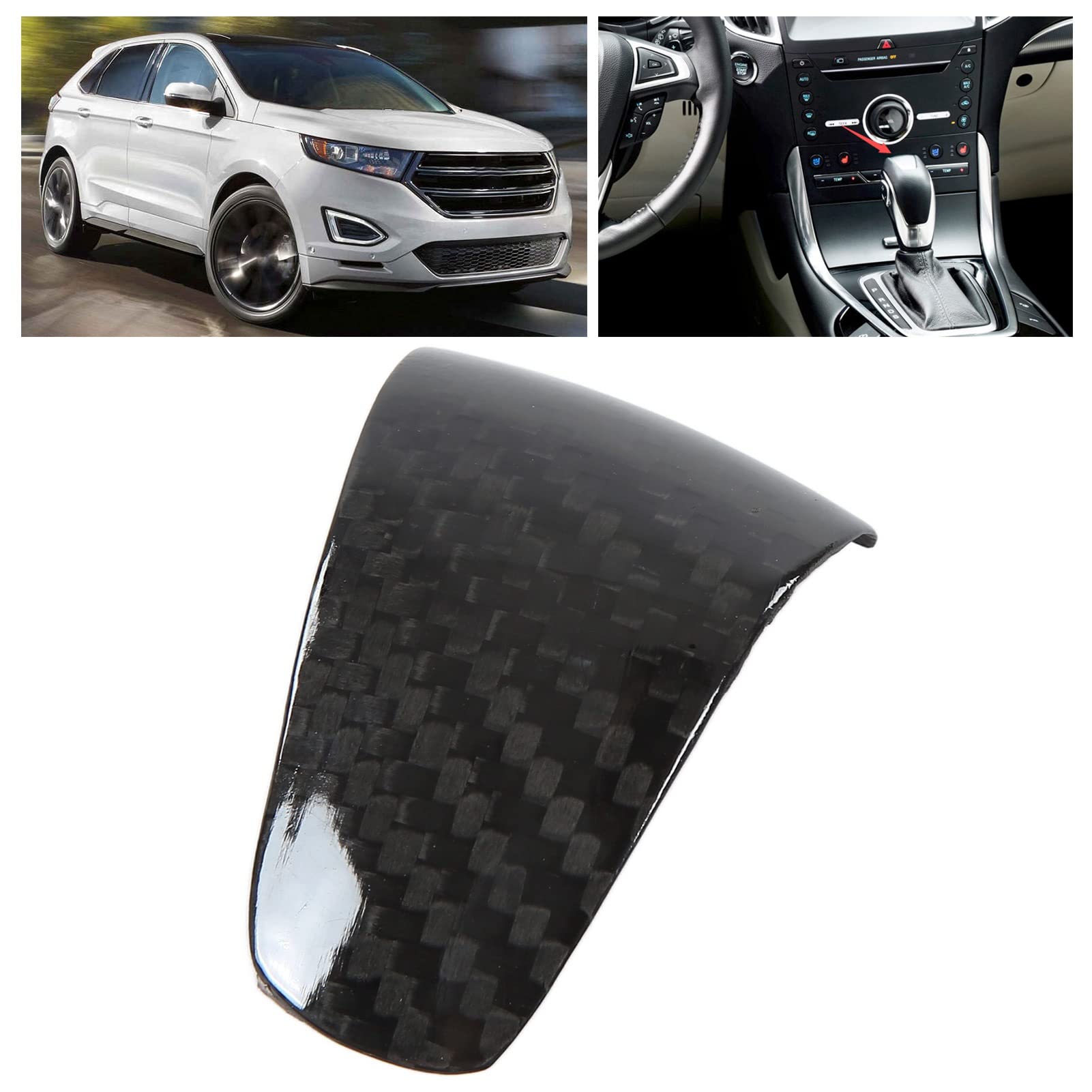 Ymiko Carbon Fiber Gear Shift Knob Cover - Replacement Trim Sticker for Ford Mustang/F150/Focus 2015-2018 Models - Easy Install Car Interior Accessory for Enhanced Driving Experience