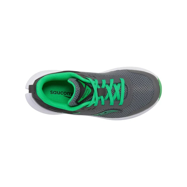Saucony Axon 3 Youth Running Shoes - Grey/Green - Lightweight Athletic Sneakers for Kids - Perfect for School, Sports & Daily Activities