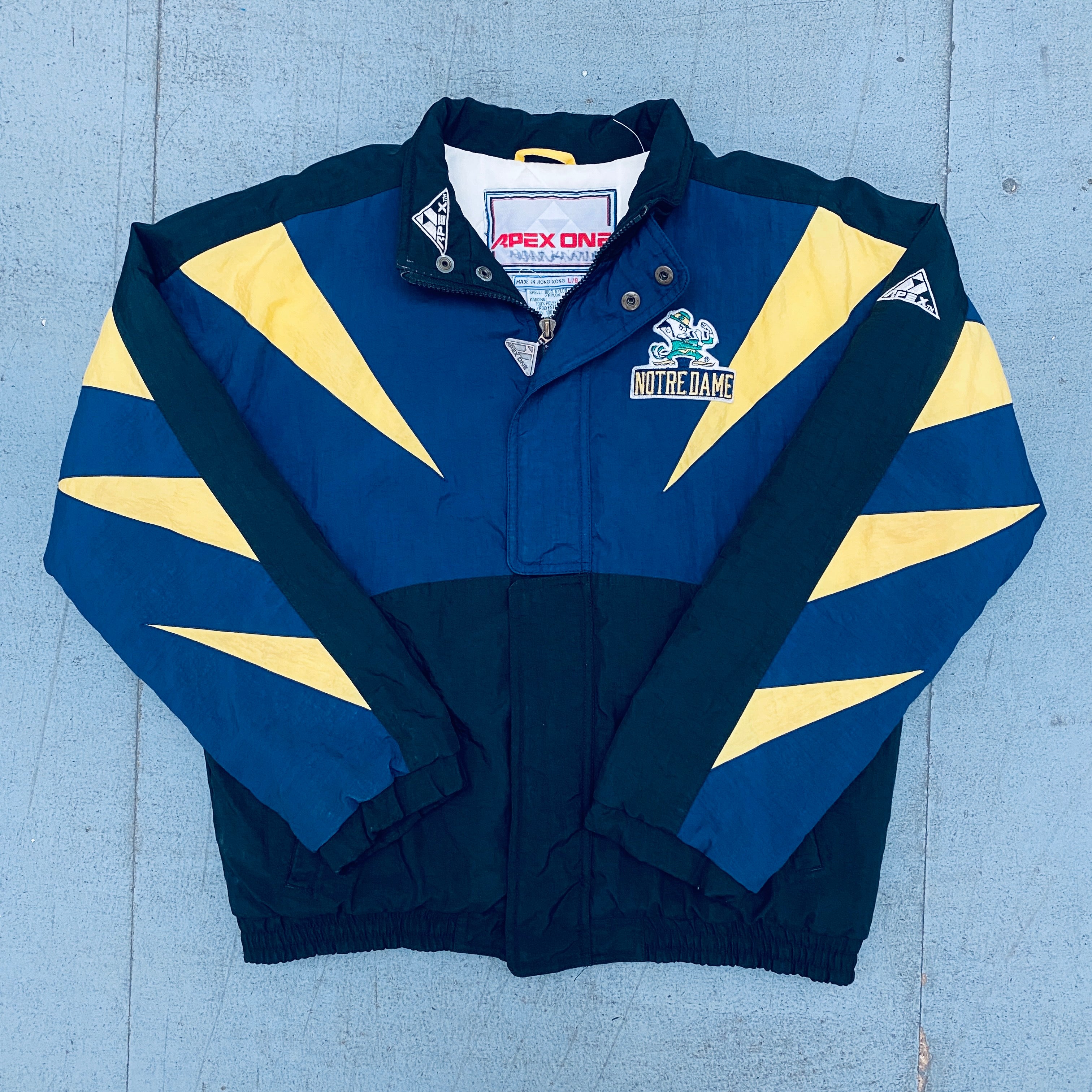 Notre Dame Fighting Irish 1990s Apex One Sharktooth Full Zip Jacket - Vintage College Football Hoodie for Men, Perfect for Game Day, Tailgating & Retro Sports Fashion