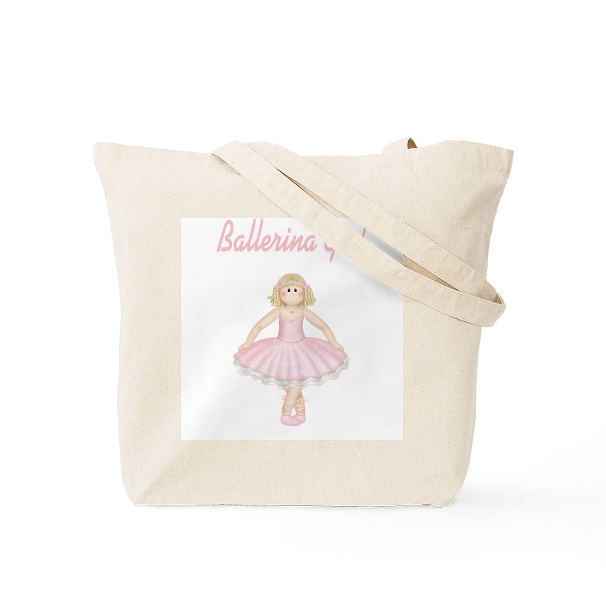Ballerina Girl Tote Bag - Natural Canvas Reusable Shopping Bag for Women | Eco-Friendly Grocery Tote, Dance Class Essentials & Everyday Carry