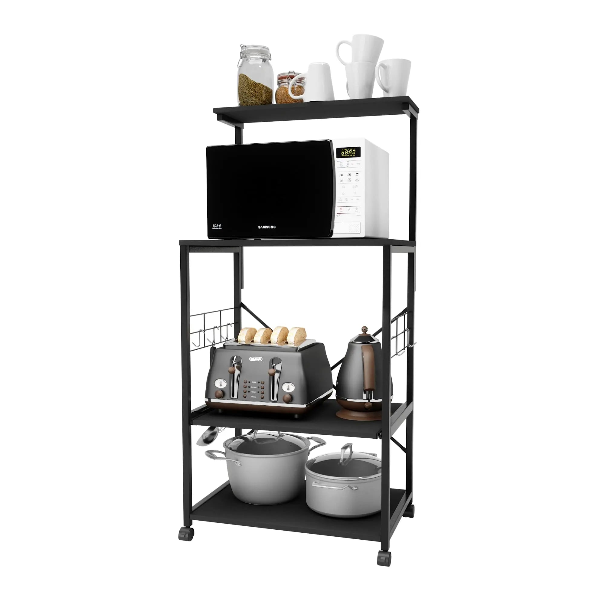 Bestier 4-Tier Rolling Baker's Rack with Wheels - Heavy Duty Metal Kitchen Storage Shelf for Baking, Cooking & Organizing Spices, Utensils, Cookbooks | Perfect for Small Kitchens, Pantries & Restaurants