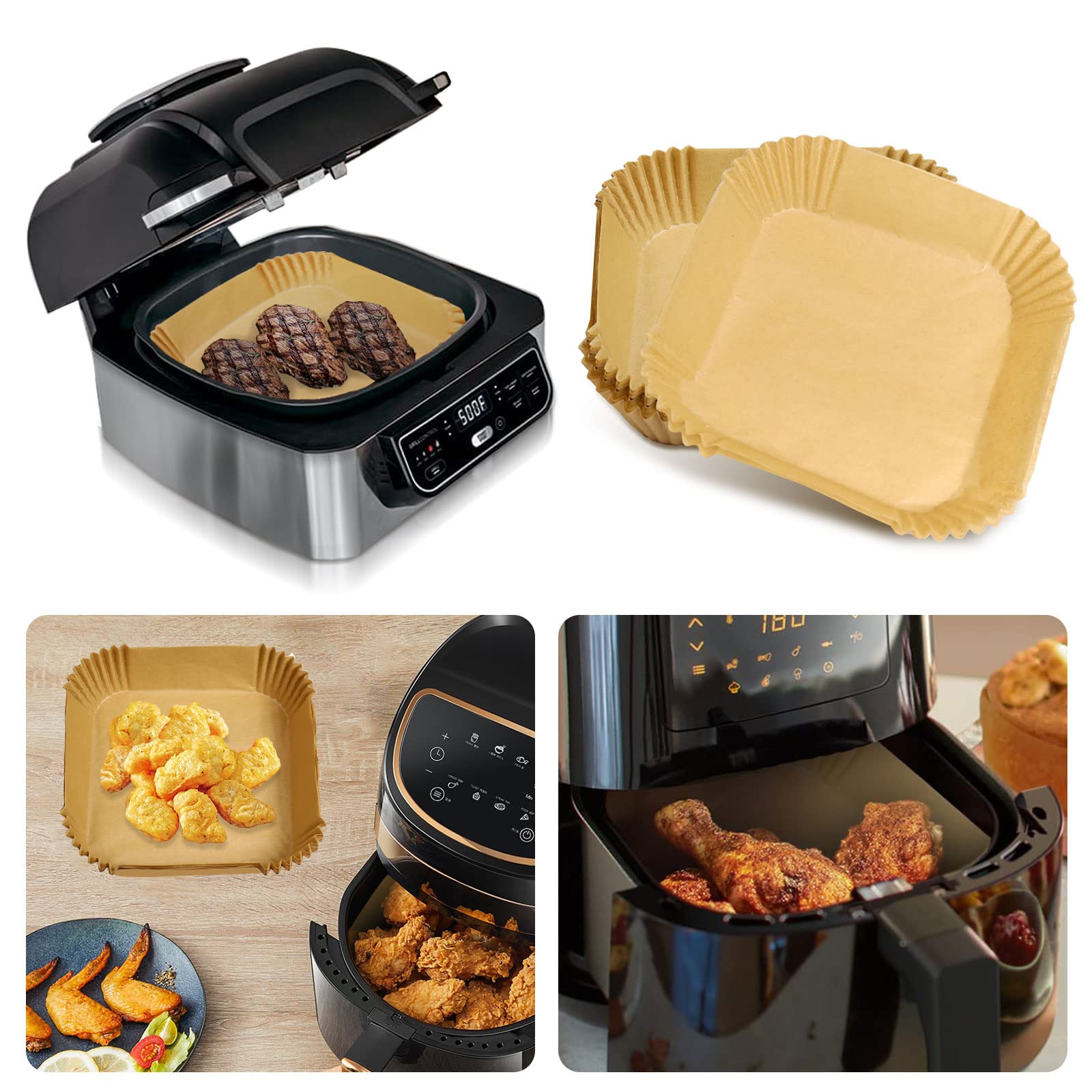 200Pcs Disposable Air Fryer Liners - Non-Stick Parchment Paper for Ninja, COSORI, Gourmia, PowerXL, Instant Pot, Fabuletta & Philips Air Fryers - Perfect for Healthy Cooking, Easy Cleanup & Hassle-Free Meals