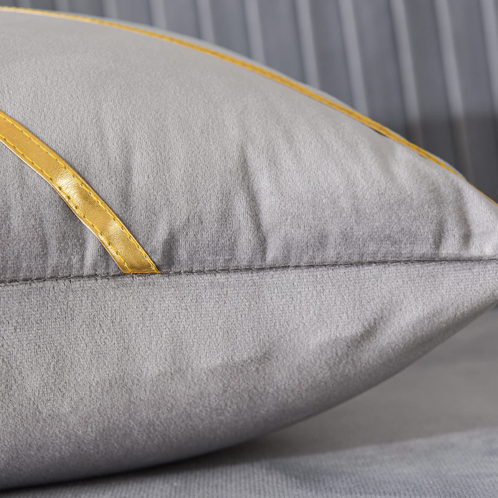 WACOMECO Velvet Decorative Throw Pillow Covers 18x18 Inch - Soft Gold Cushion Cases for Sofa, Bedroom, Living Room & Car - Grey Luxury Home Decor for Cozy Comfort & Stylish Interior Design