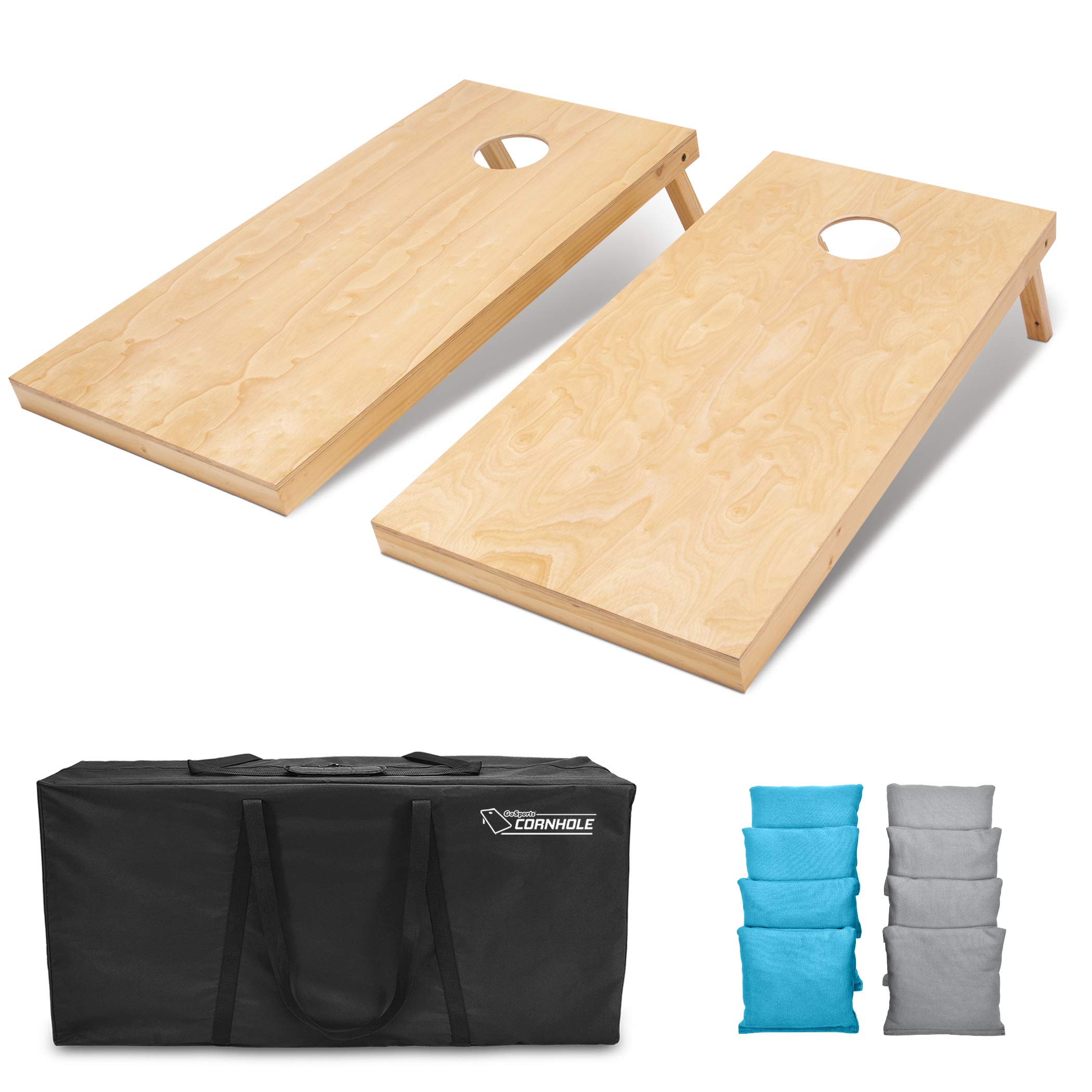 GoSports 4'x2' Regulation Size Wooden Cornhole Boards Set with Carrying Case & 100+ Bean Bag Color Options - Perfect for Backyard Parties, Tailgating, and Outdoor Games